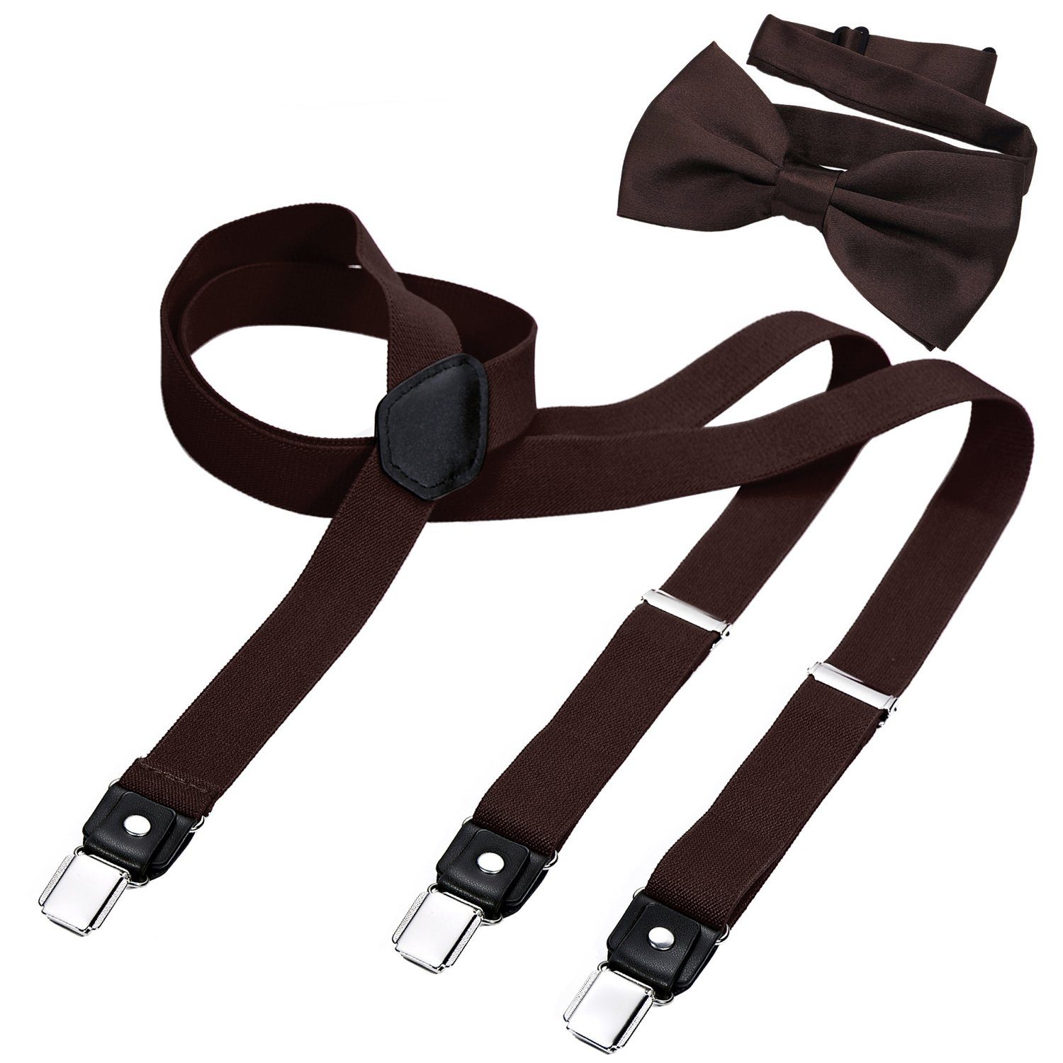 DonDon Hosenträger 2,5 cm breit (2er Set, 2-St., Hosenträger mit farblich passender Fliege) 2er Set, schmaler Hosenträger Y-Form, farblich passende Fliege