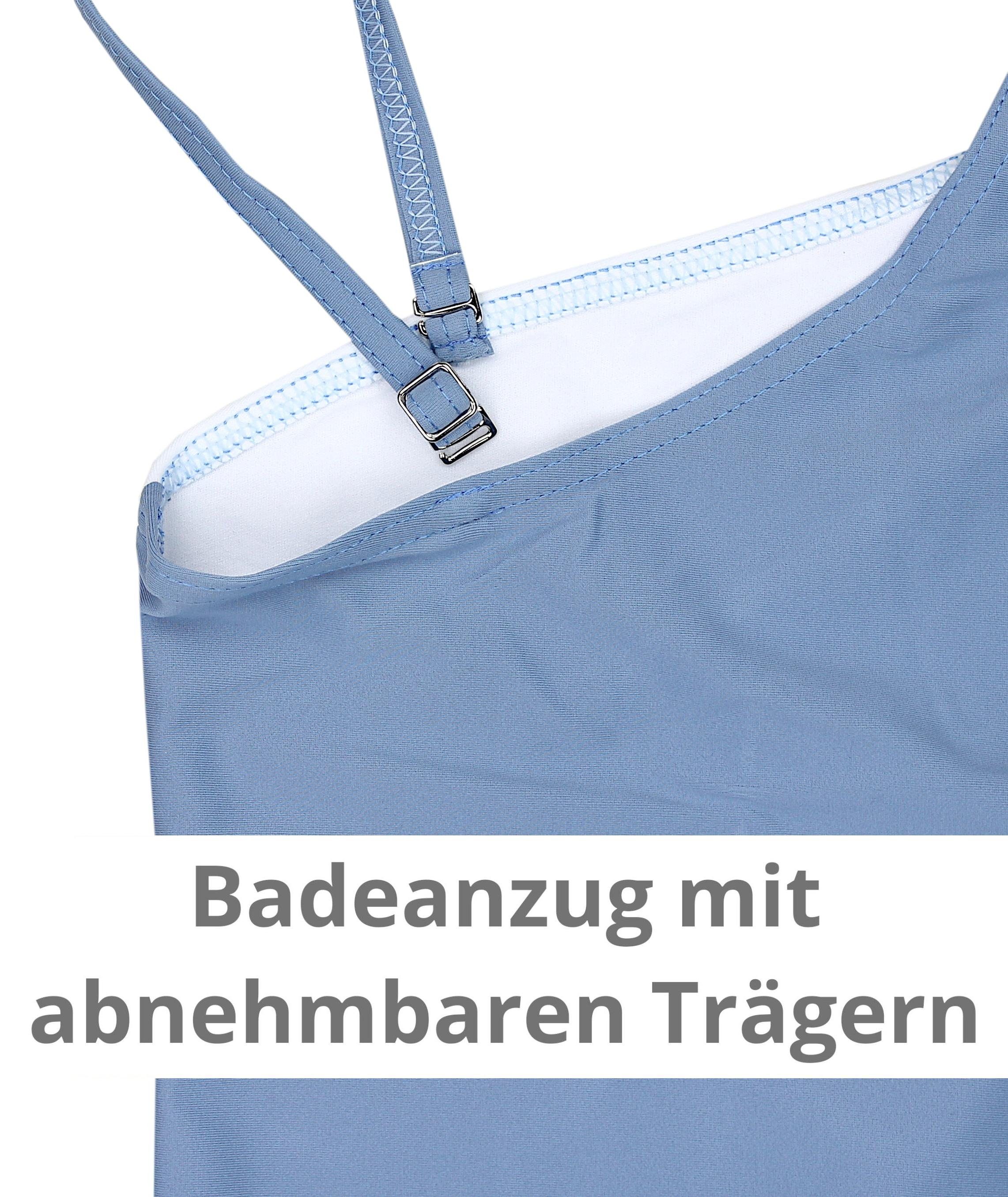 Streifen Aquarti Mädchen Aquarti Spaghettiträgern Grau 032A Badeanzug / / Badeanzug Weiß Blau mit