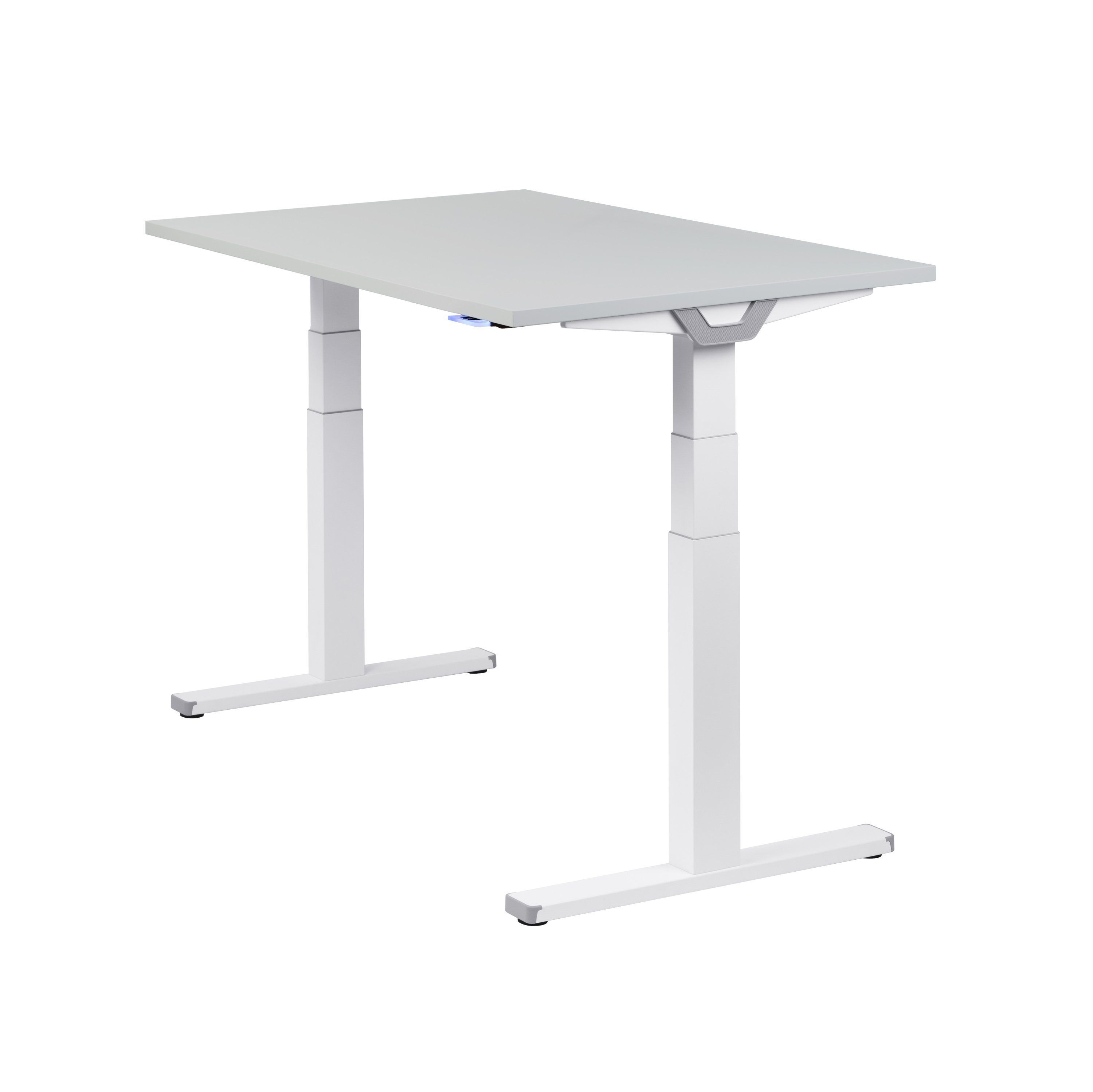 Schreibtisch (Melamin) x 80 cm office® Tischplatte Premium elektrisch Lichtgrau höhenverstellbar, Line, boho Lichtgrau Weiß 120 | Weiß