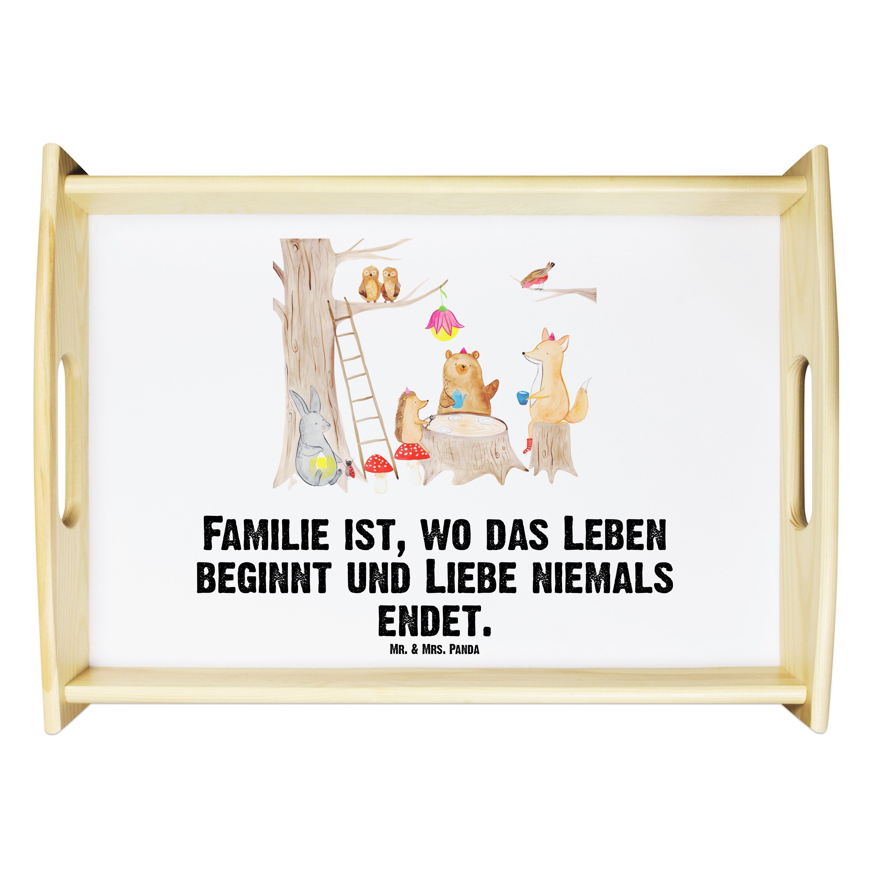 T, - Weiß Panda lustige Echtholz & Sprüche, Tablett Fuchs, Mrs. Geschenk, lasiert, Hase, Mr. - Picknick (1-tlg) Waldtiere