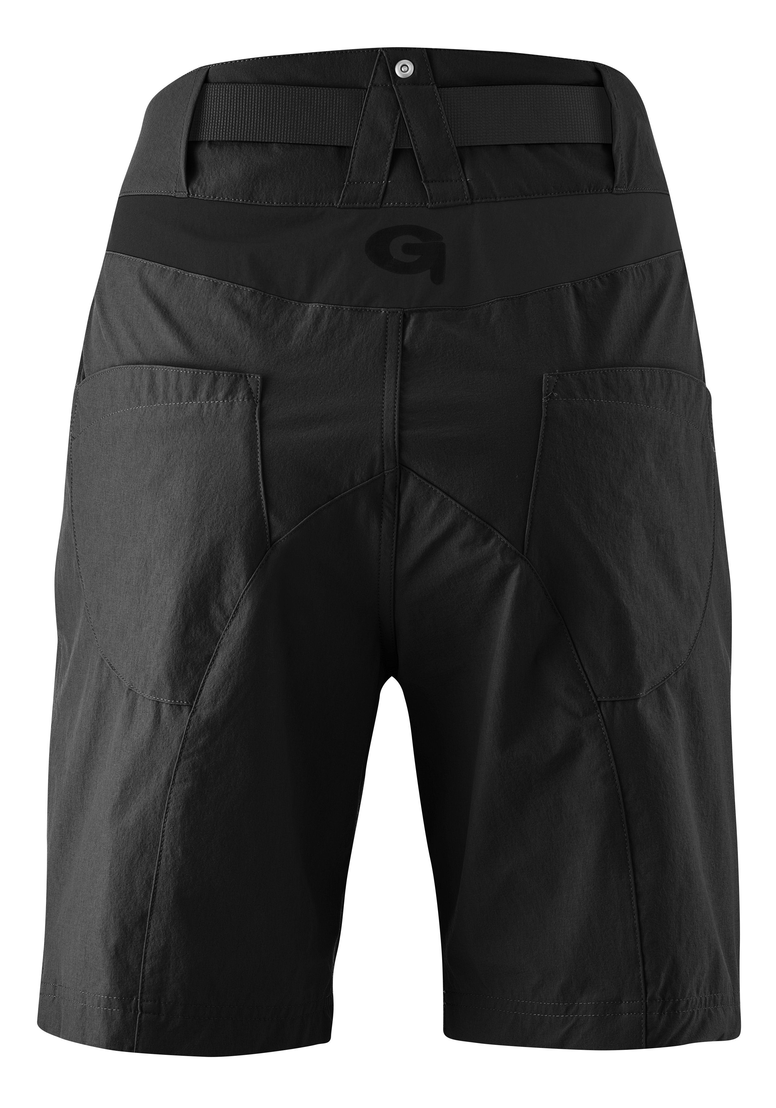 Gürtel schwarz Gonso Mira inkl. Fahrradhose Damen wasserabweisend, mit Sitzpolster, kurze Radhose