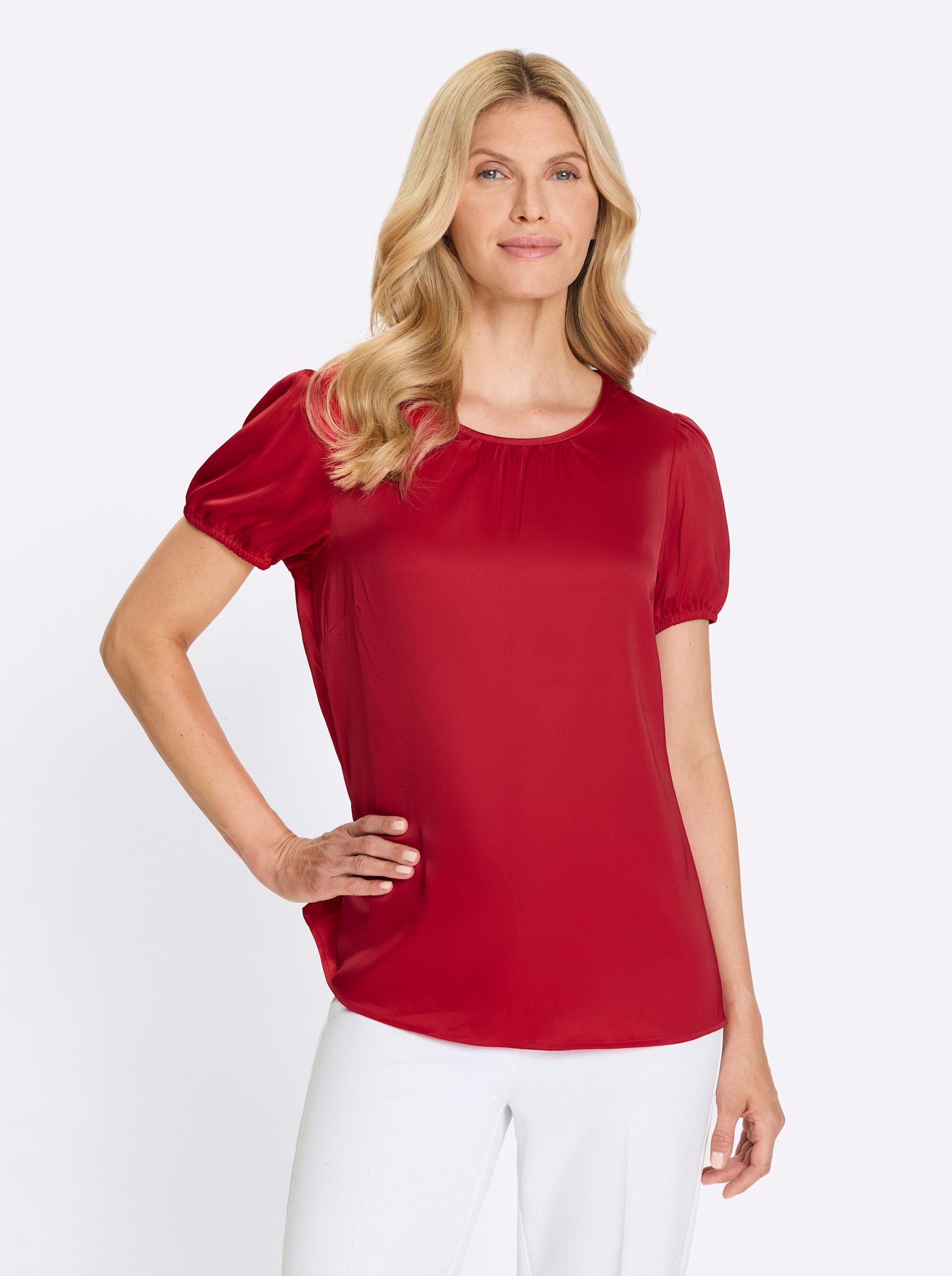 Sieh an! Klassische Bluse Satinbluse . günstig online kaufen