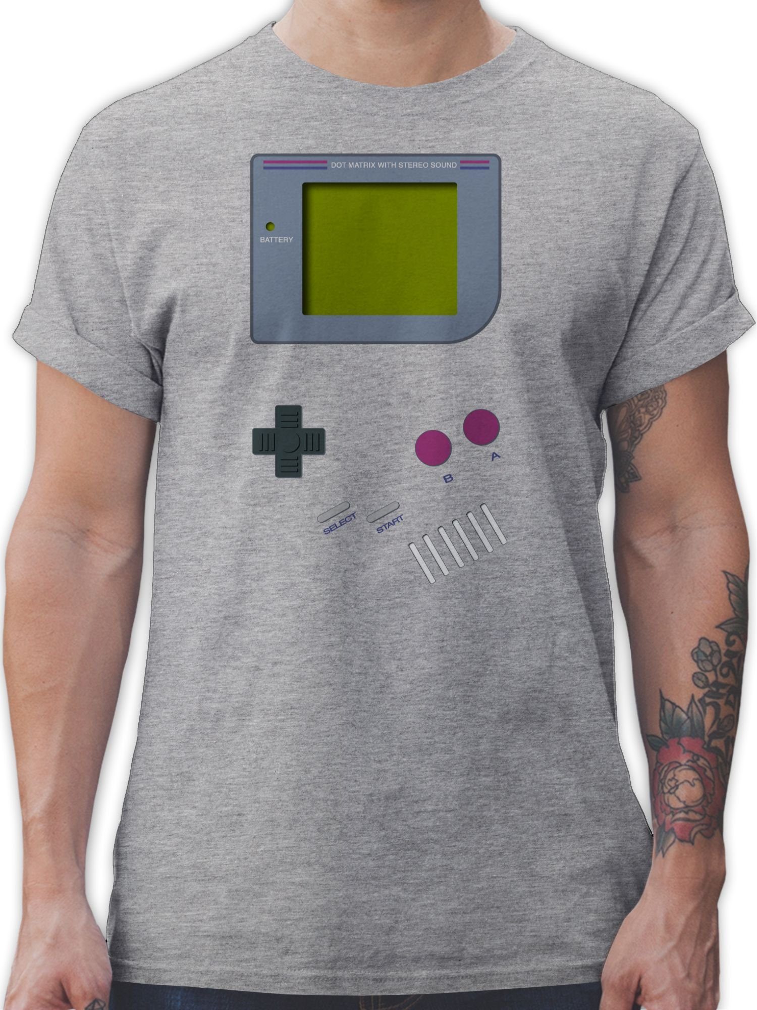 Shirtracer T-Shirt Gameboy Karneval & Fasching 01 Grau meliert | T-Shirts