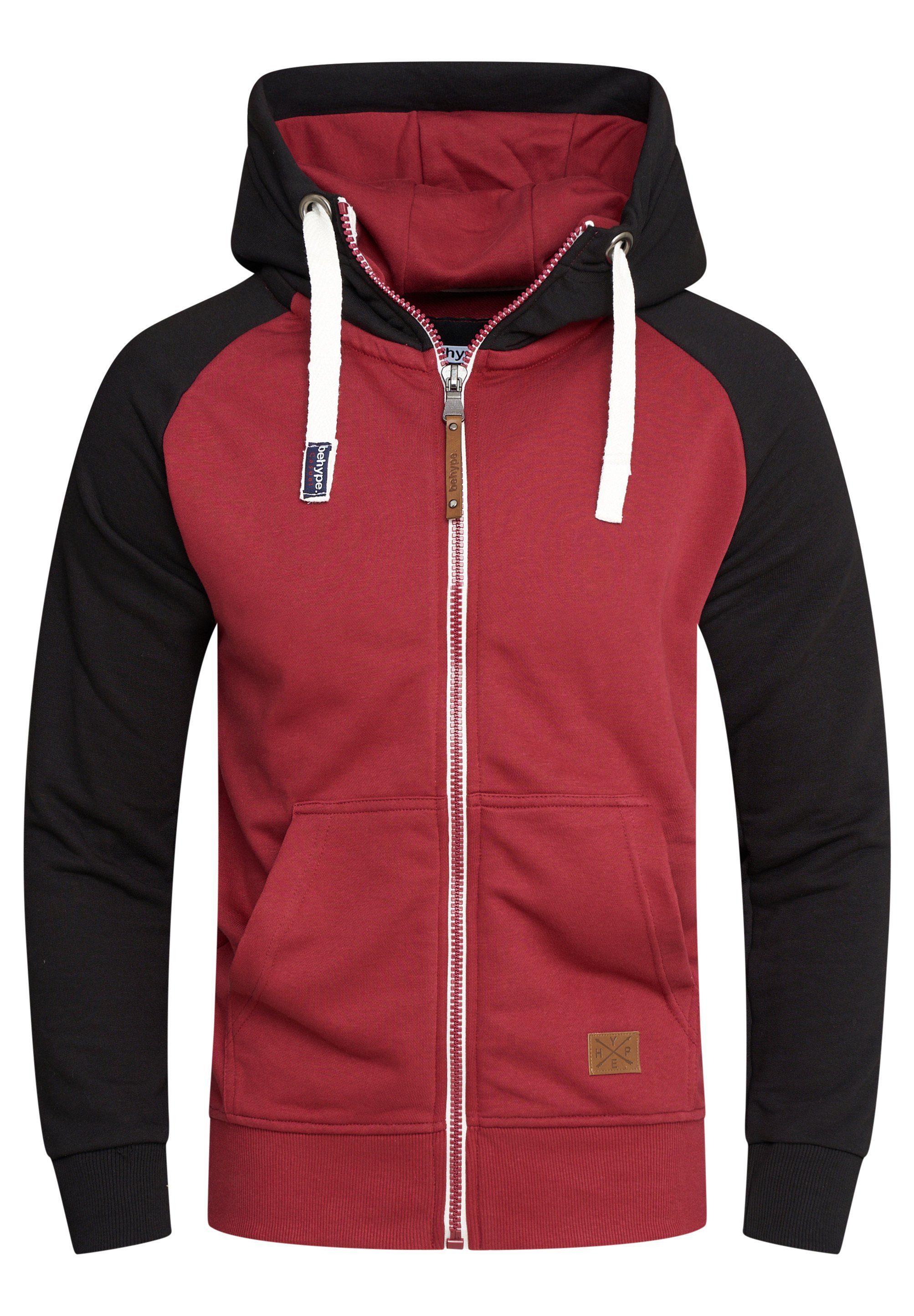 behype Kapuzensweatjacke BHDISUK Herren Kapuzenpullover Hoodie Pullover Sweatshirt im Color-Block Stil