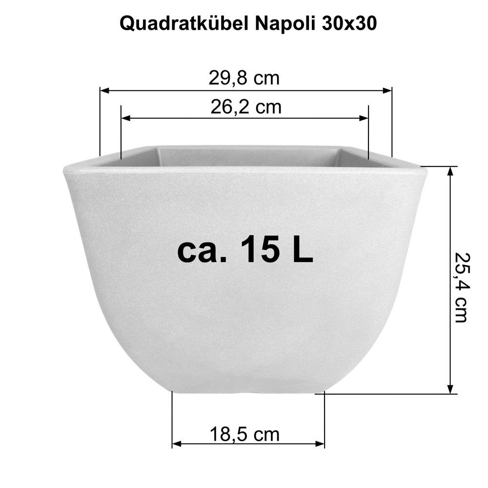 Heimwerkercenter Blumentopf MePla Quadrat Blumentopf Napoli 30x30cm, Terra, frostfester Kunstoff