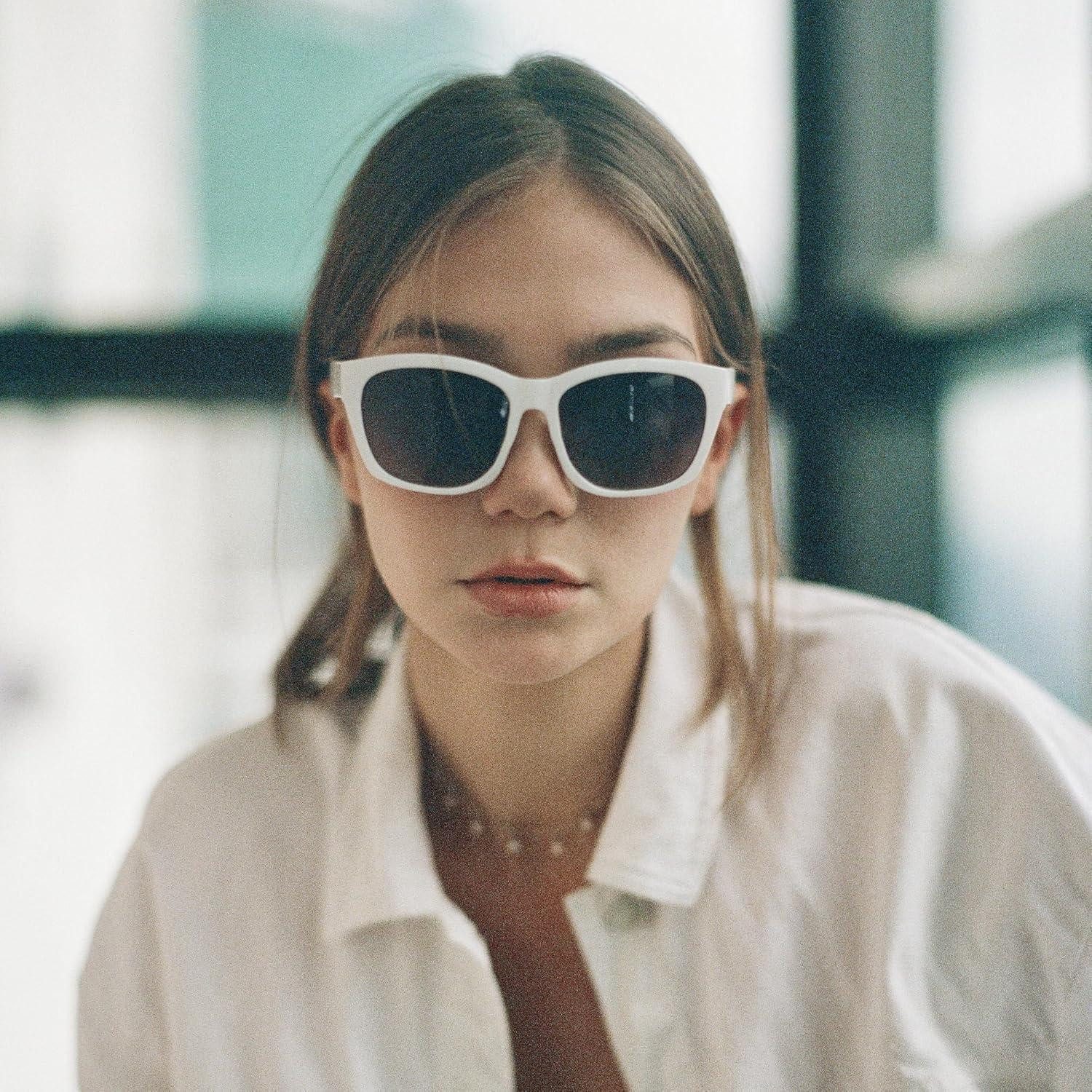 LuxusKollektion Retrosonnenbrille Sonnenbrille Cat Eye Damen Polarisiert UV Weiß Rahmen Grau Linse