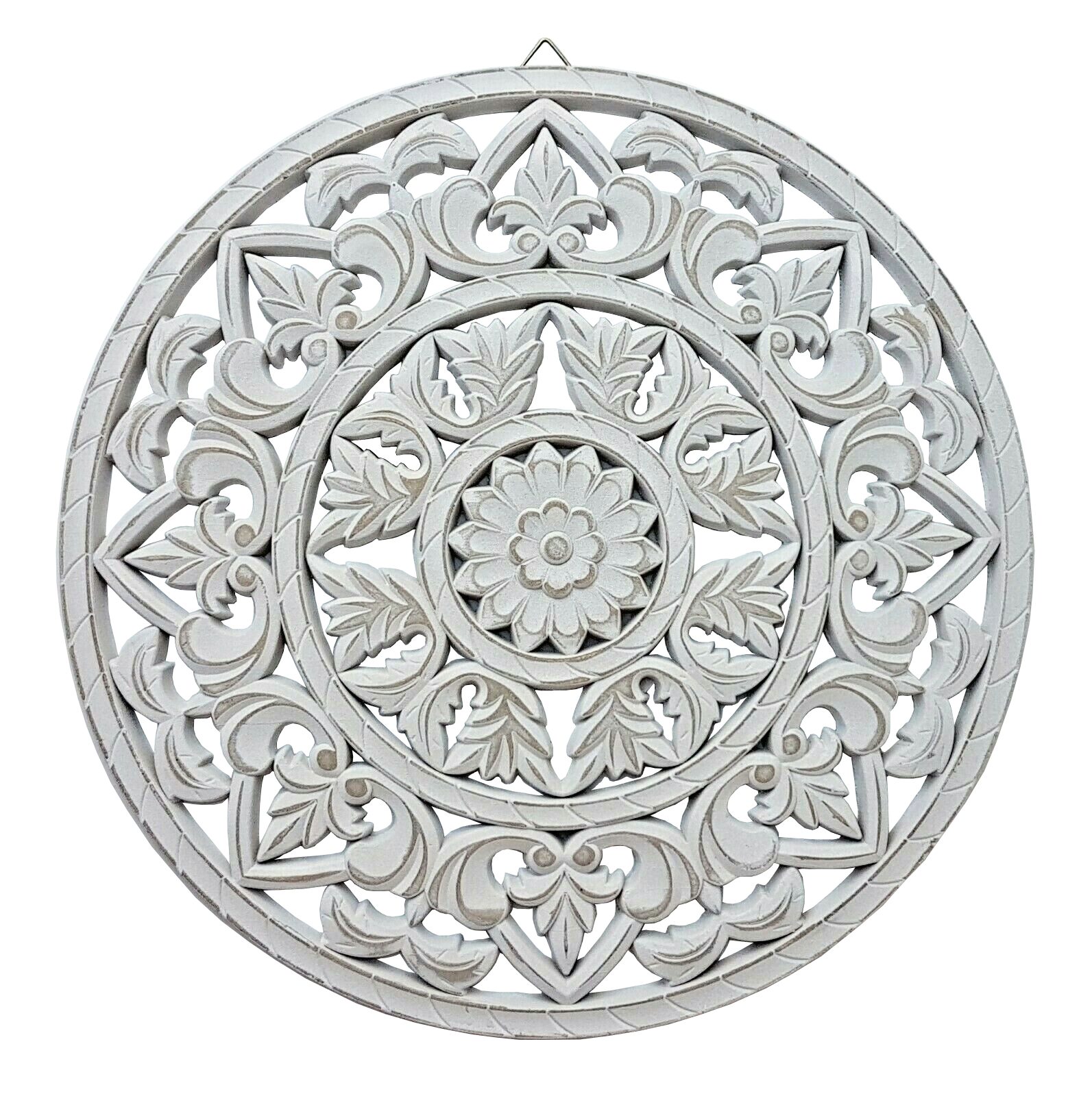 Meinposten Wanddekoobjekt Wandornament weiß shabby Ornament Wanddeko Ø 35 c günstig online kaufen