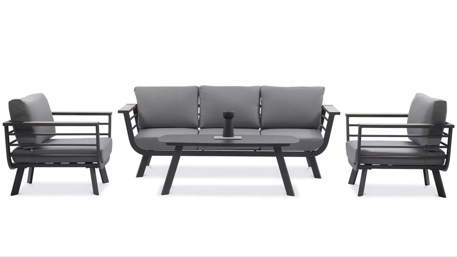 Focus Garden Gartenlounge-Set "Aspen Caffee"4-teilig für 5 Personen, Outdoor, Skandinavisch, (Set, 1 Sofa, 2 Sessel, 1 Tisch), bestehend aus 3-Sitzer Sofa, 2 Sesseln und 1 Tisch