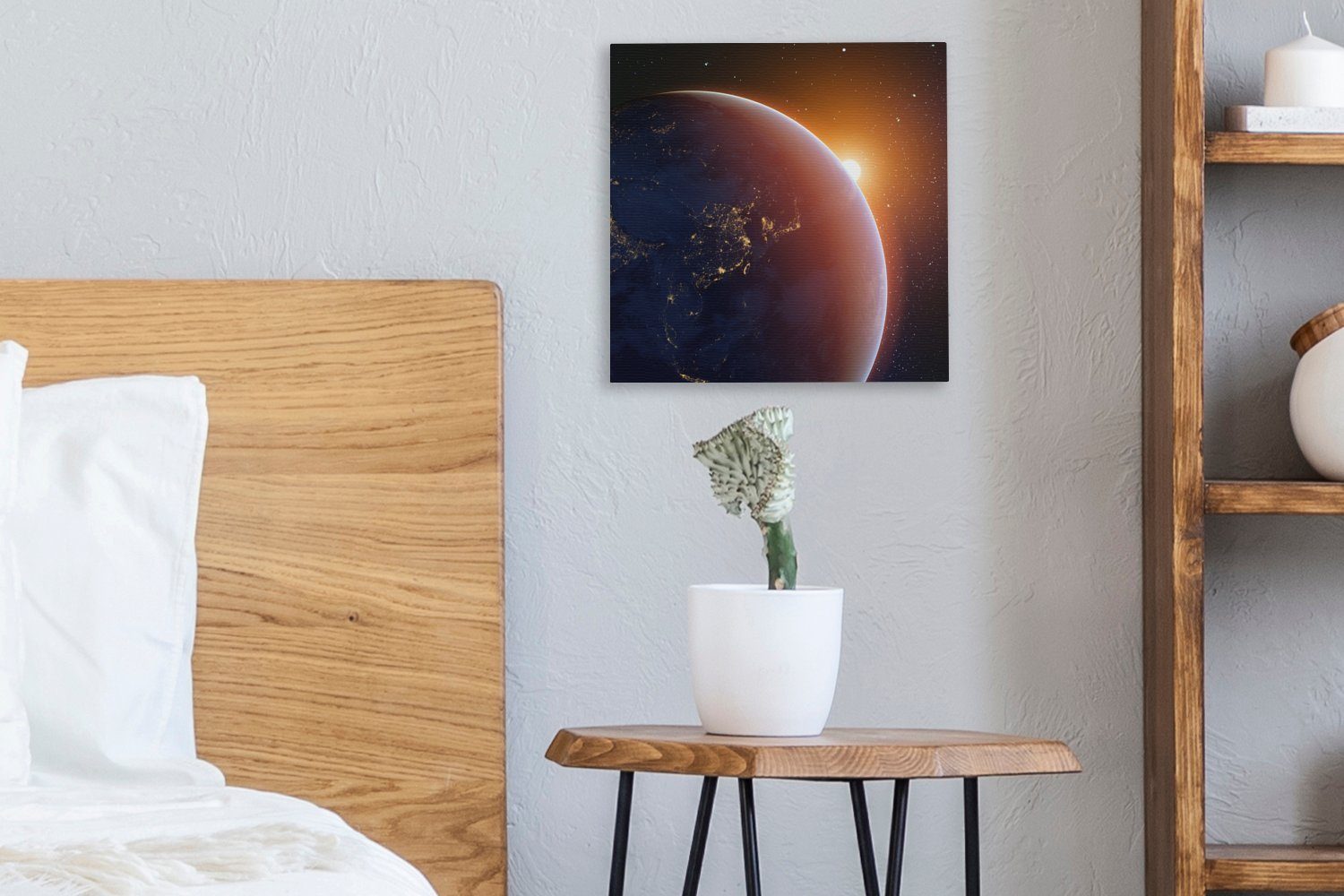 OneMillionCanvasses® Leinwandbild Sonnenaufgang über der St), (1 für Erde, Leinwand Schlafzimmer Wohnzimmer Bilder