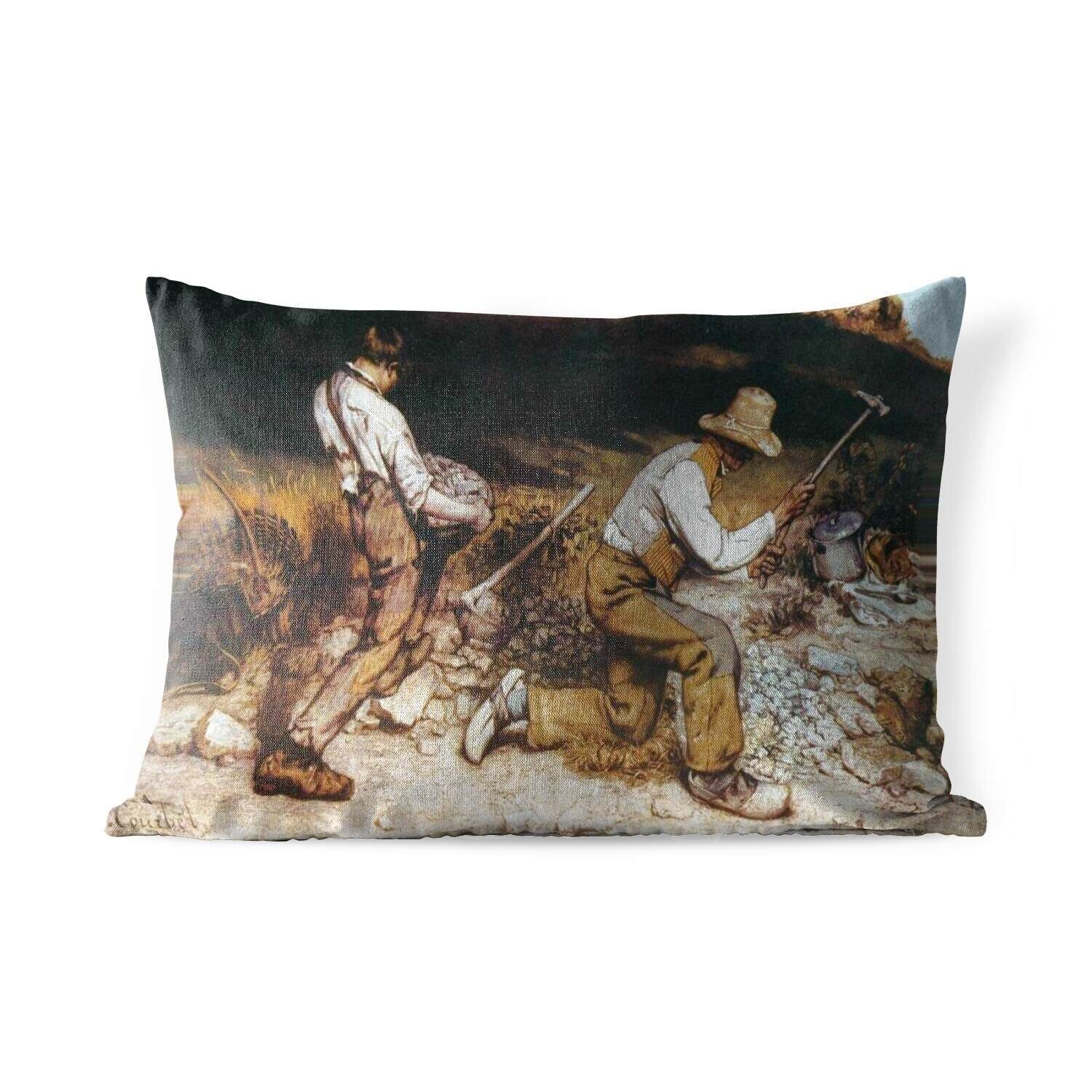 MuchoWow - Dekokissenbezug, Dekokissen Courbet, Gustave Kissenhülle Polyester, steinernen Die Gemälde Klopfer von Outdoor-Dekorationskissen,