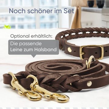 Freudentier Hunde-Halsband AlsterTwist Kollektion, Leder, handgeflochten