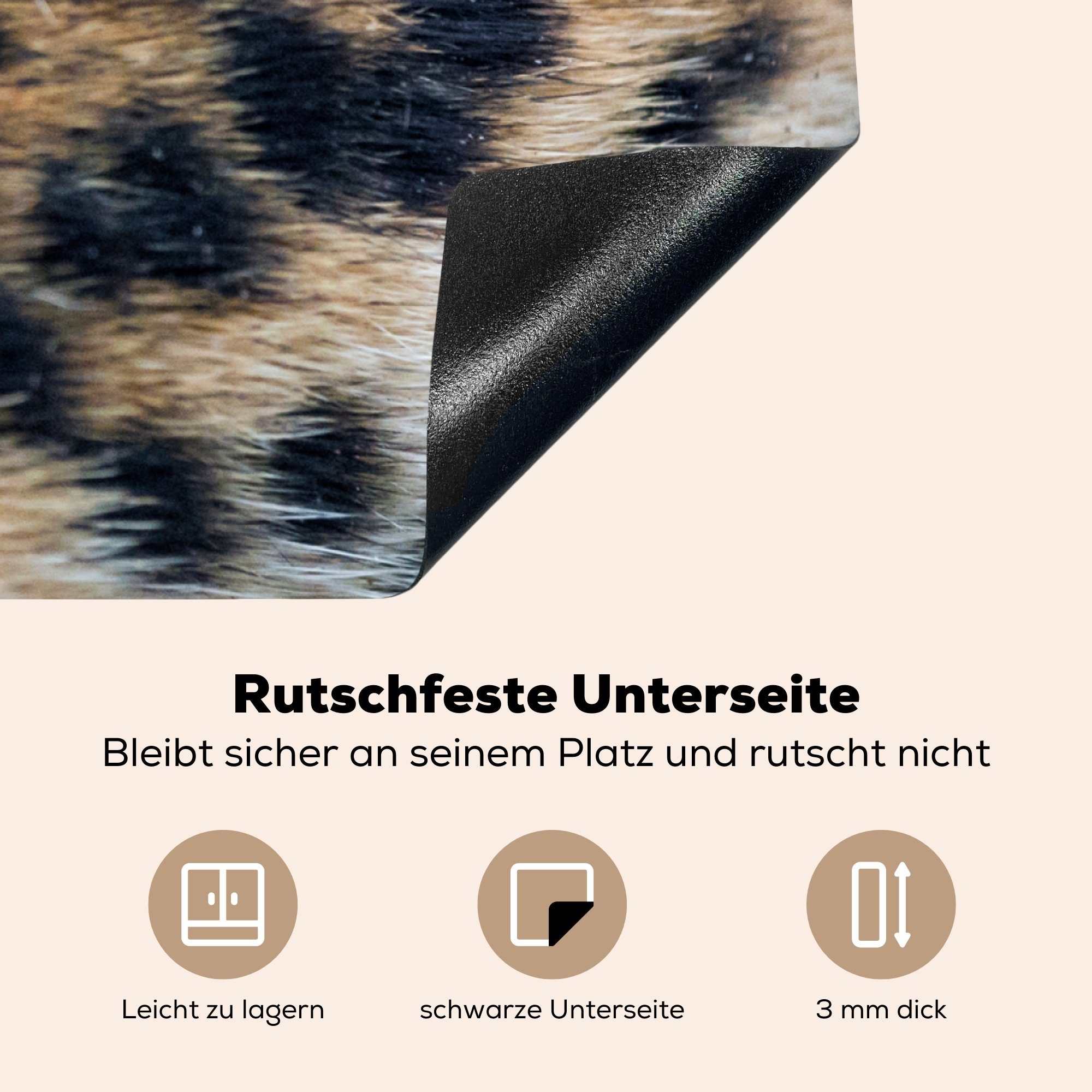 Herdblende-/Abdeckplatte MuchoWow Vinyl, küche - tlg), - cm, 78x78 Braun, Arbeitsplatte (1 Jaguar für Ceranfeldabdeckung, Auge