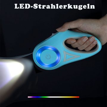 HUNKA Hundeleine Hundeleine, Ausziehbar 5M, mit LED-Taschenlampe, Kunststoff, (mit Batterien)