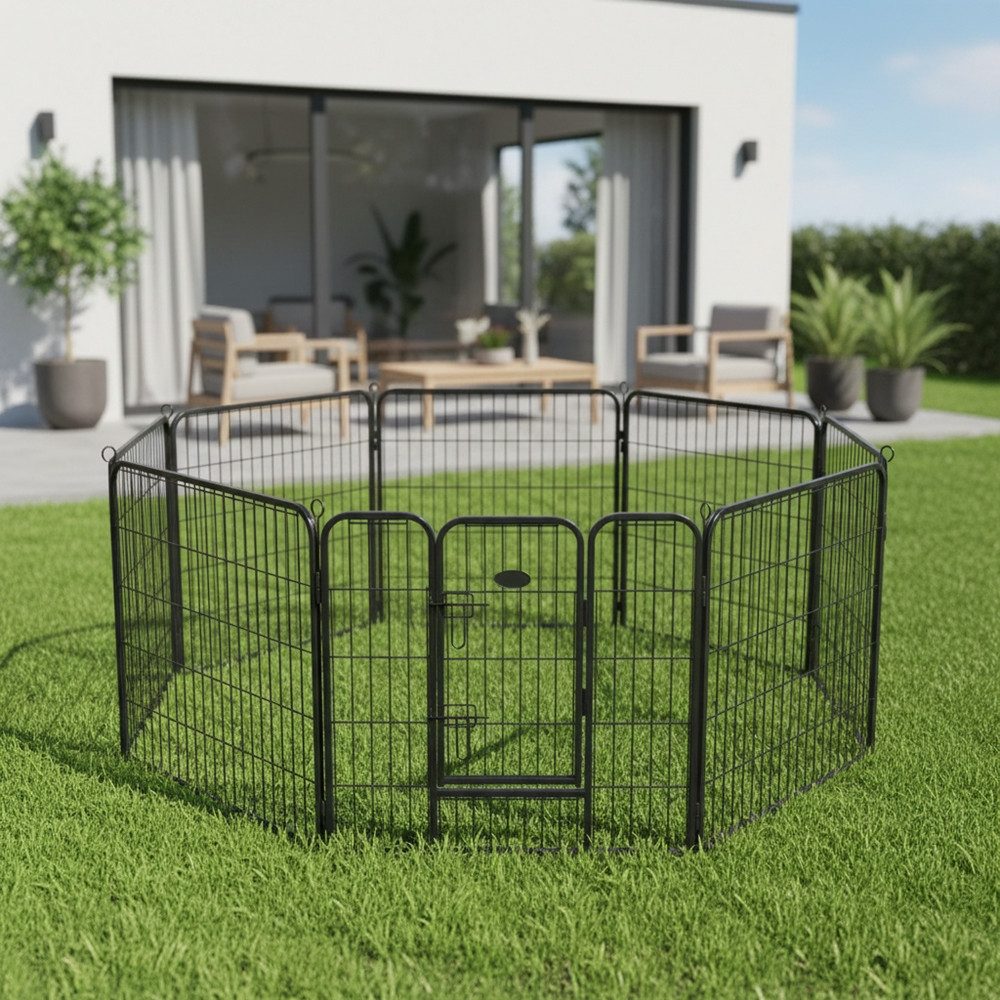 Mucola Freigehege Welpenauslauf 80x60CM Laufgitter 8 Elemente Laufgitter Welpengehege, Erweiterbar
