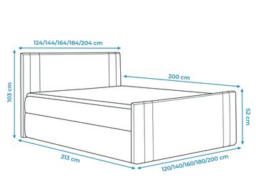 Furnix Boxspringbett CARLOTT 120/140/160/180/200x200 Kontinentalbett mit Bettkästen Auswahl, Bonnelfeder H3, Höhe der Liegefläche: 52 cm