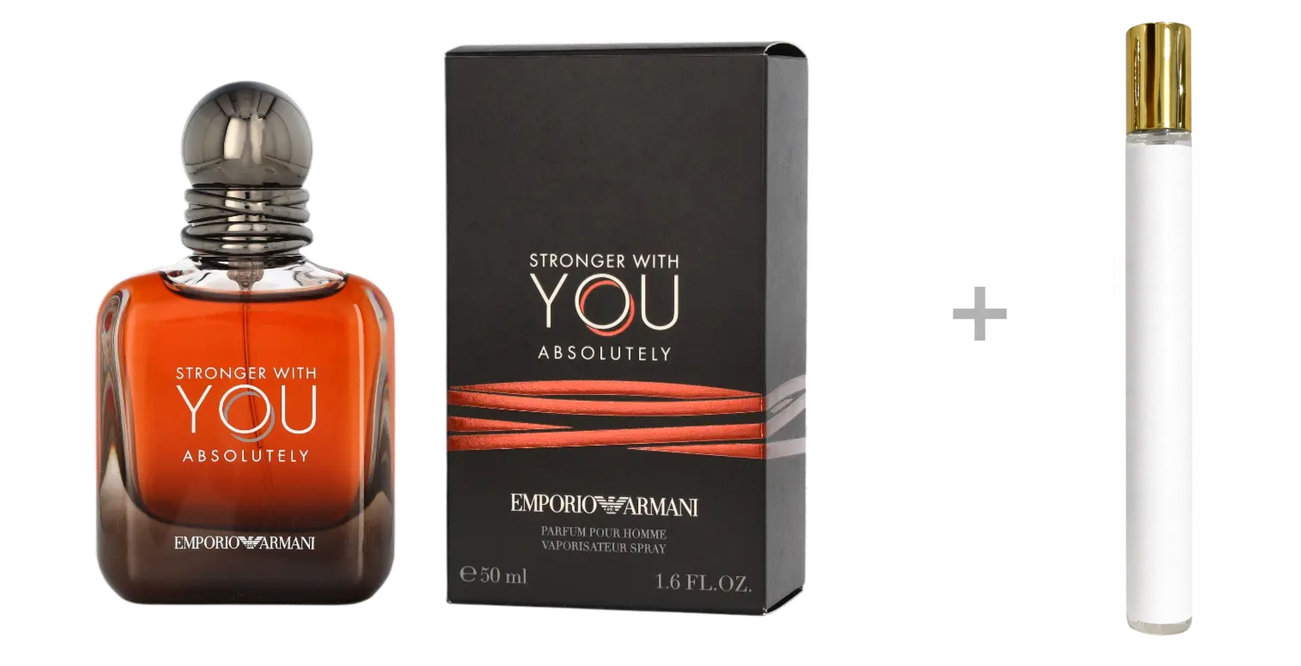 Emporio Armani Duft-Set Stronger With You Absolutely Parfum Herren Spray mit Reiseduft, Süß-würziger Duft mit Rum, Lavendel und Vanille