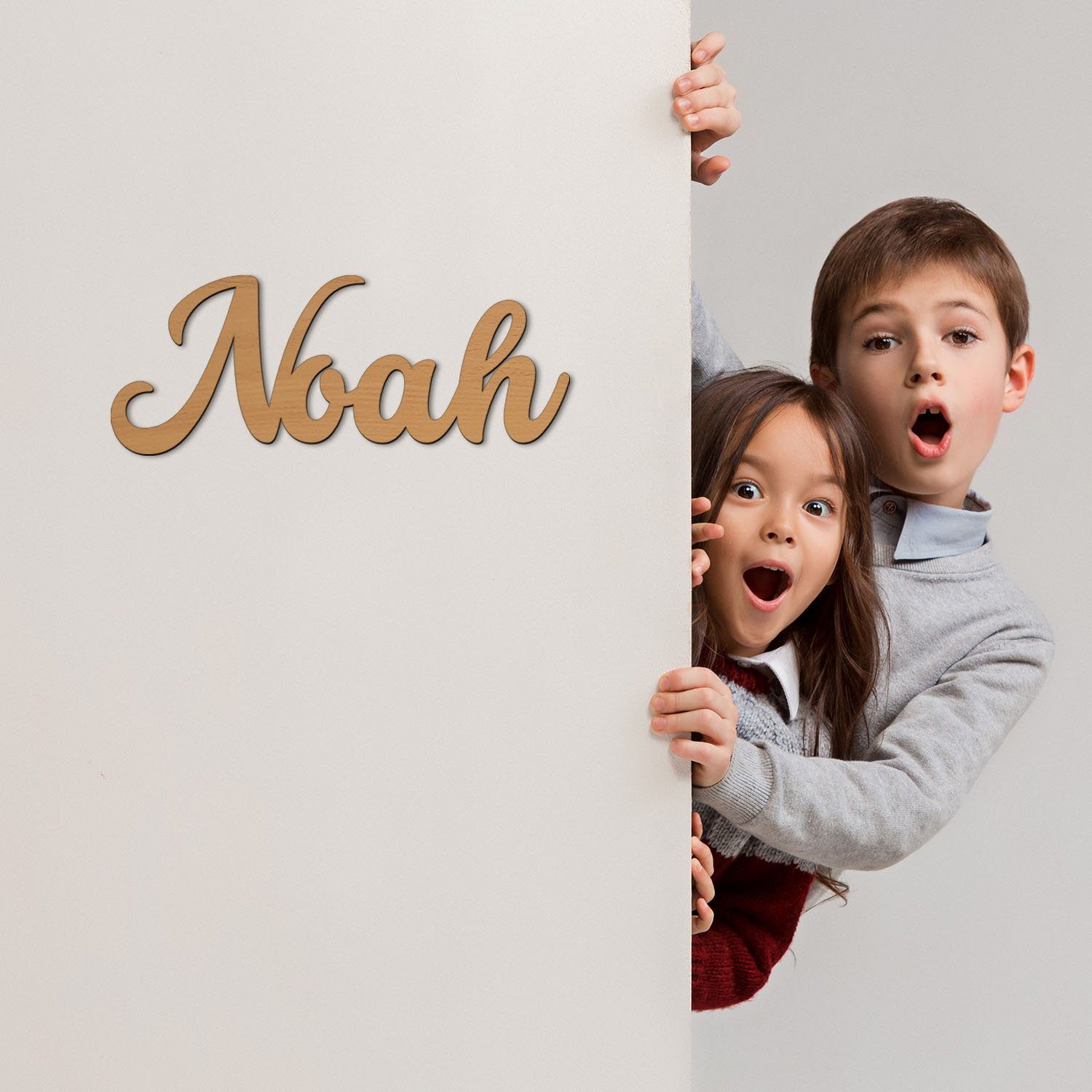 I Erwachsene Noah Namofactur Wandlampe Name & LED fest Deko MDF Holz, Licht Dekolicht Warmweiß Kinder integriert, LED