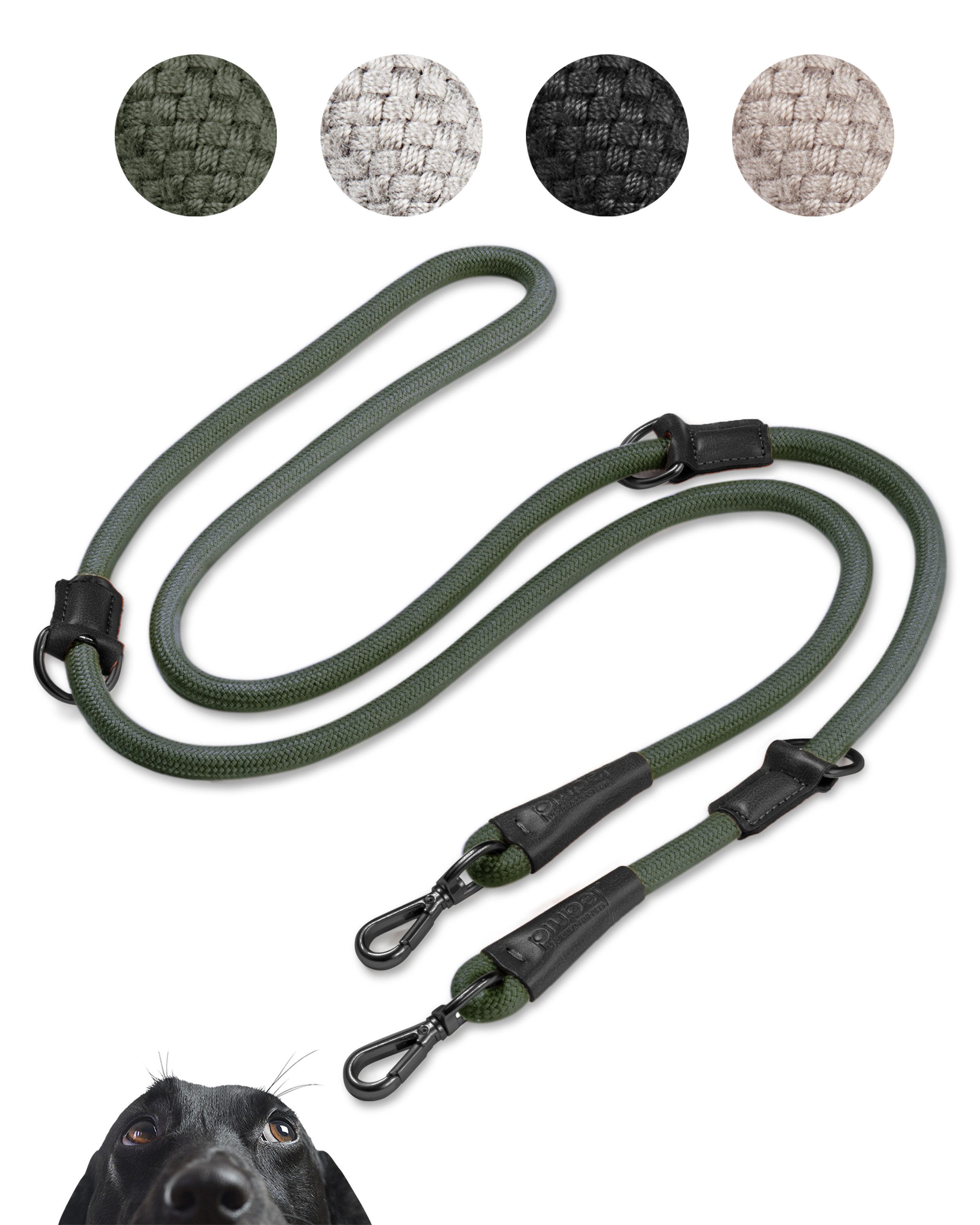 Hundeleine Hundeleine 2m, 3-Fach Längenverstellbar, Große & Kleine Hunde