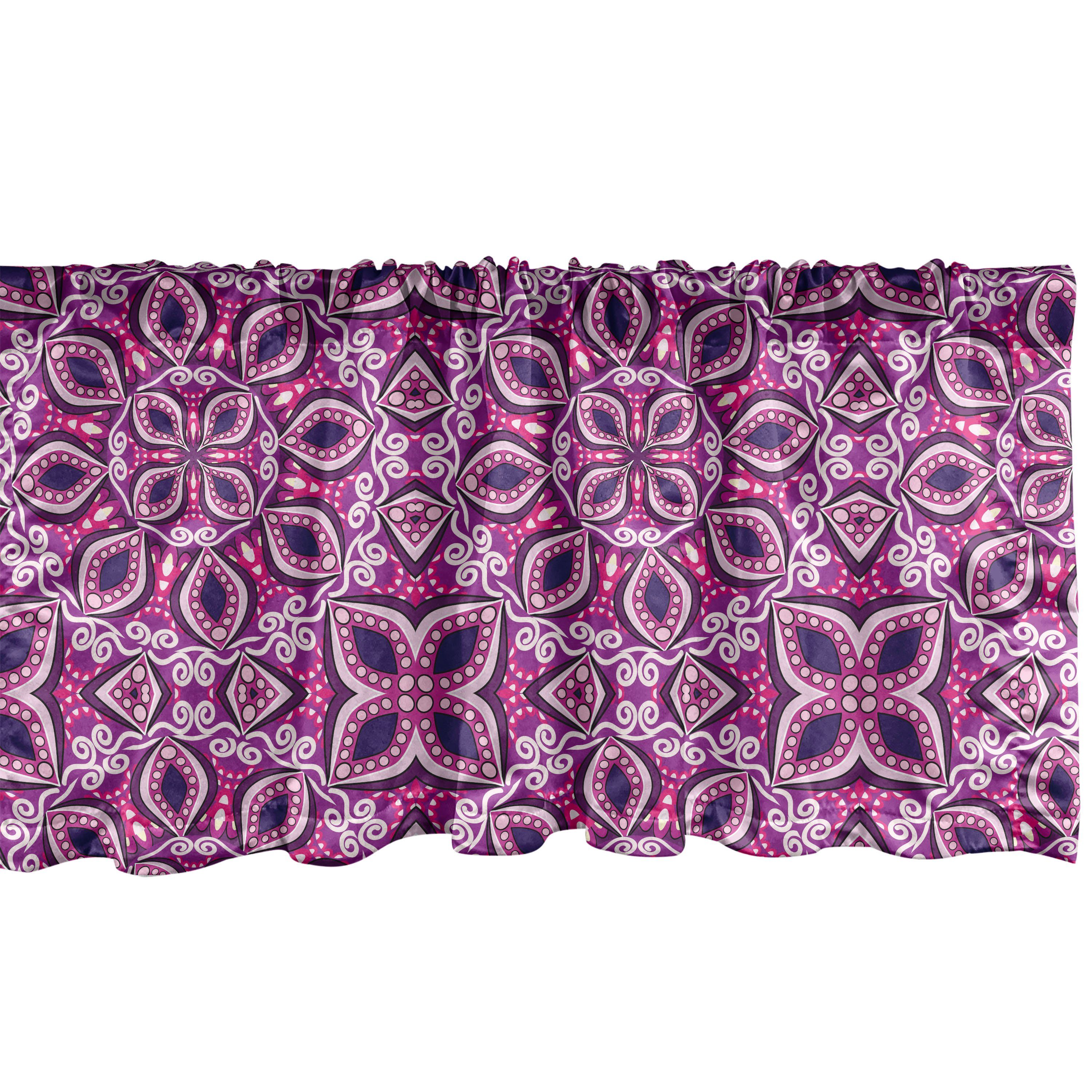 Scheibengardine Vorhang Volant für Küche Schlafzimmer Dekor mit Stangentasche, Abakuhaus, Microfaser, Blumen Lace Trippy Blumen-Blatt