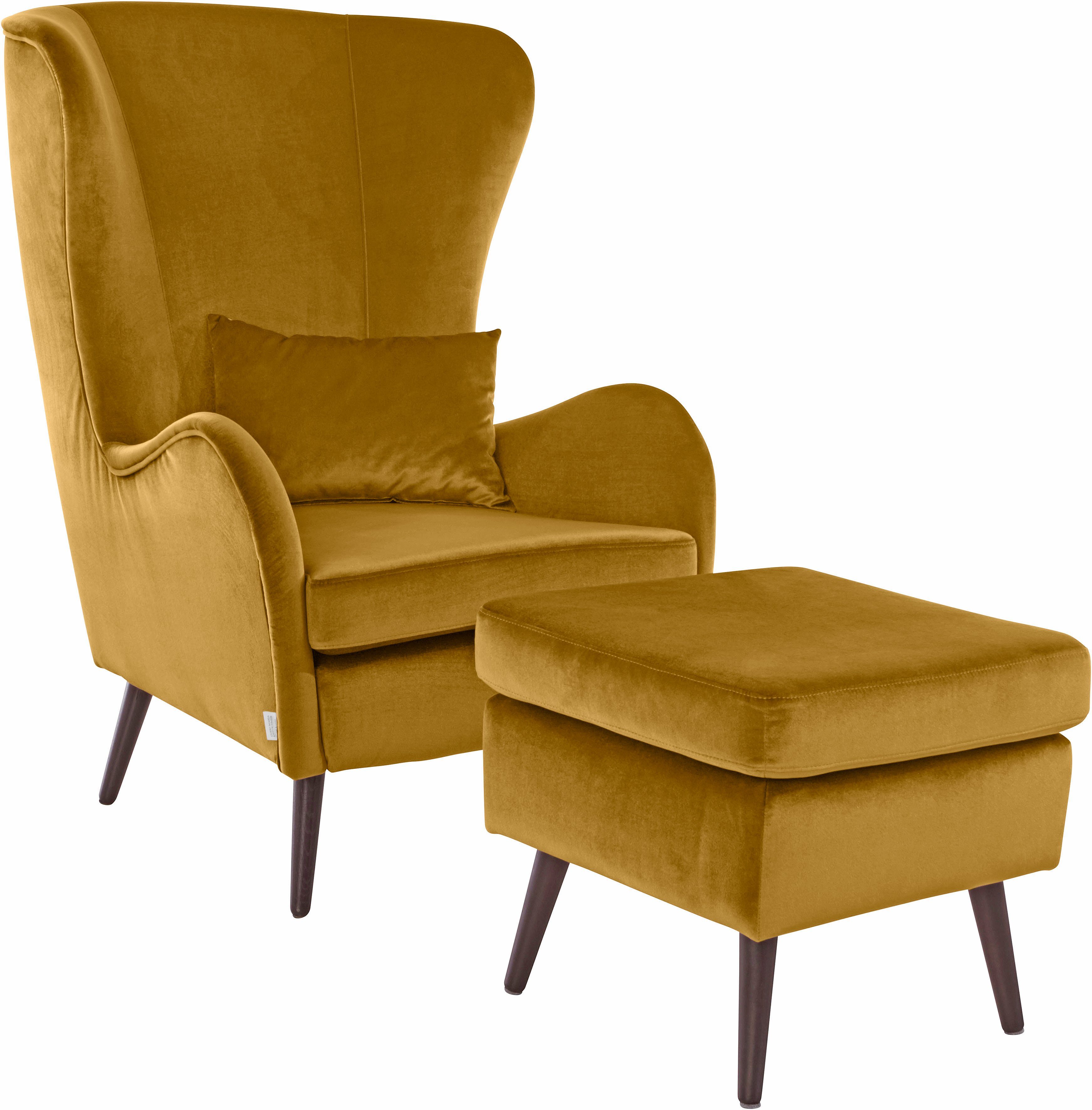 Home affaire Sessel Sallito, TV-Sessel, Ohrensessel mit, Hocker, in vielen Bezugsqualitäten, auch in Samtcord