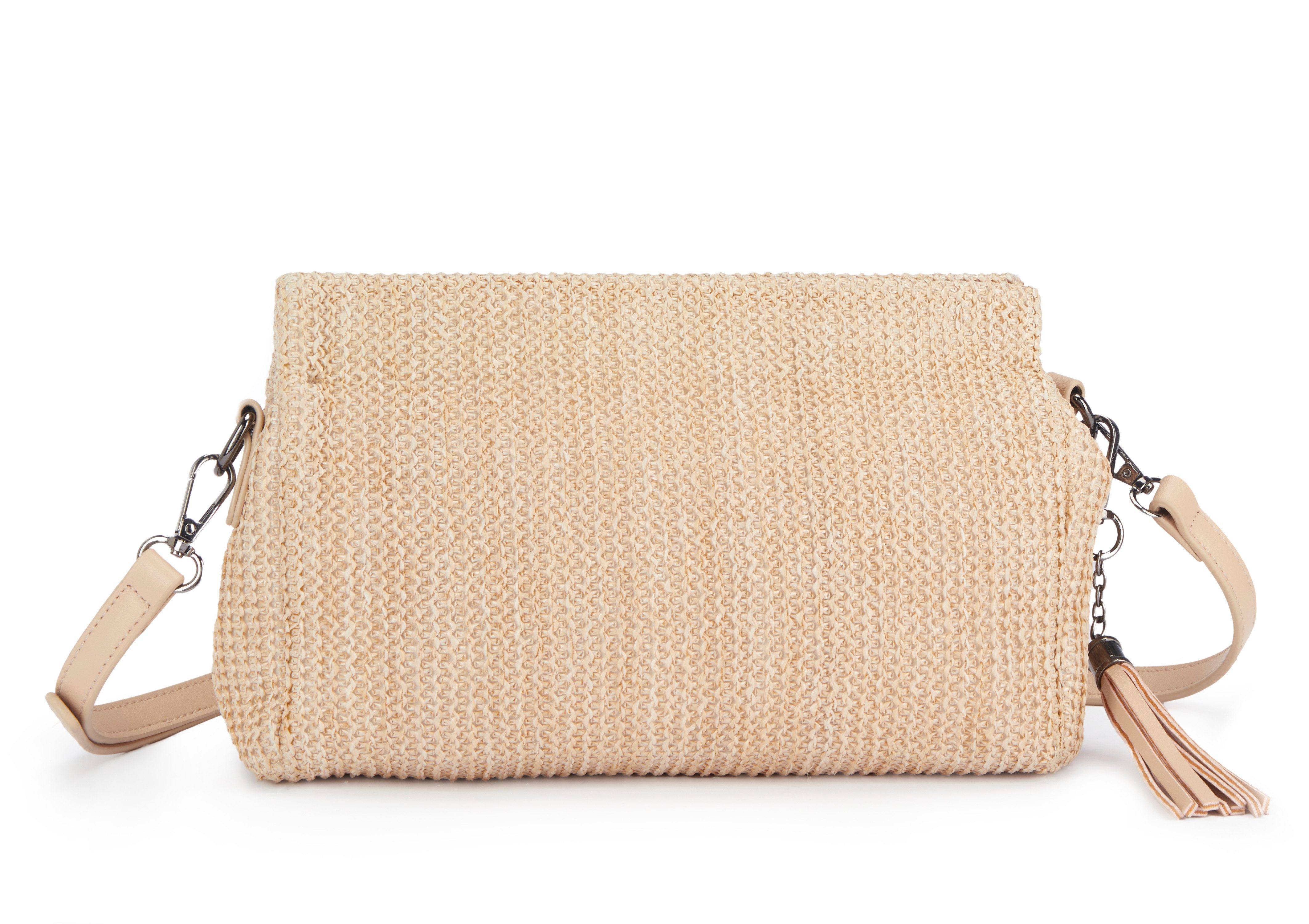 Vivance Umhängetasche Clutch, Handtasche,Schultertasche,Tragetasche,Crossbody Bag, Bast-Optik VEGAN