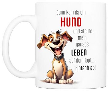 Cadouri Tasse DANN KAM DA EIN HUND Tasse mit Spruch - Kaffeetasse für Hundefreunde, Keramik, mit Hundespruch, beidseitig bedruckt, handgefertigt, Geschenk, 330 ml