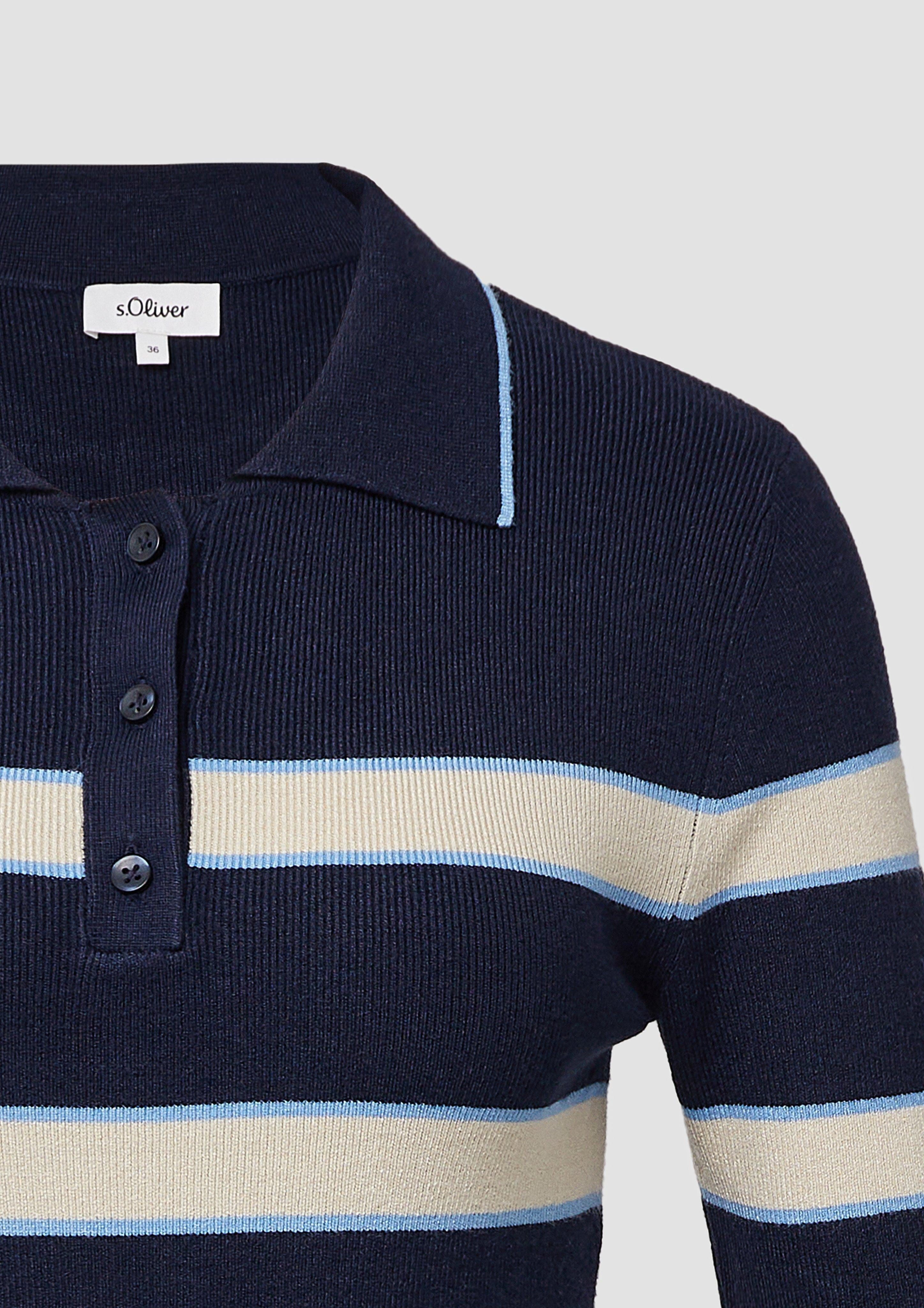 s.Oliver Strickpullover Gestreifter Kurzarm-Strickpullover mit Polokragen günstig online kaufen