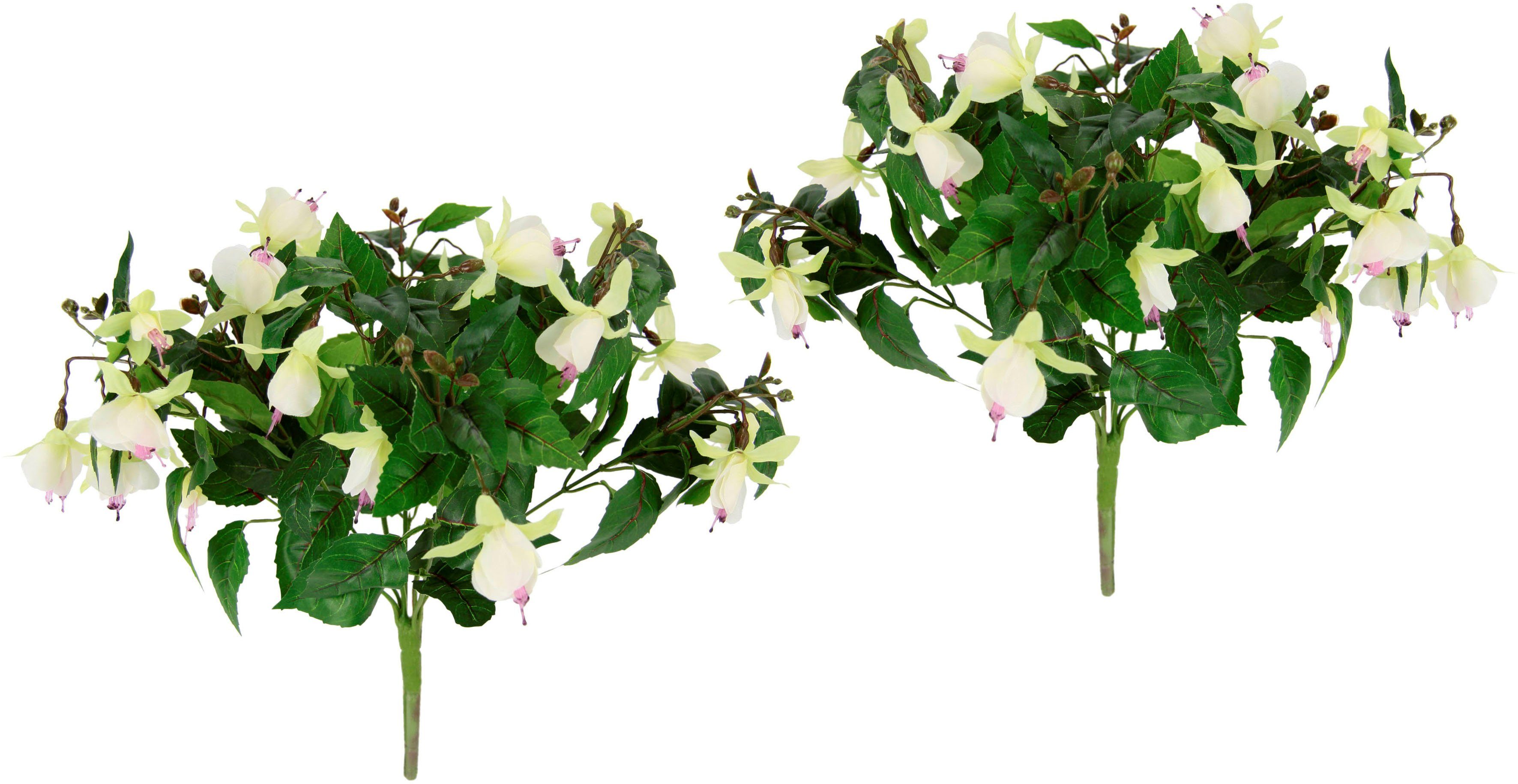 2er Kunstblume Hort Topfpflanze Doppelblütenblätter Hybrid Set Zimmerpflanze I.GE.A., Fuchsienbusch, 38 Deko cm, Höhe