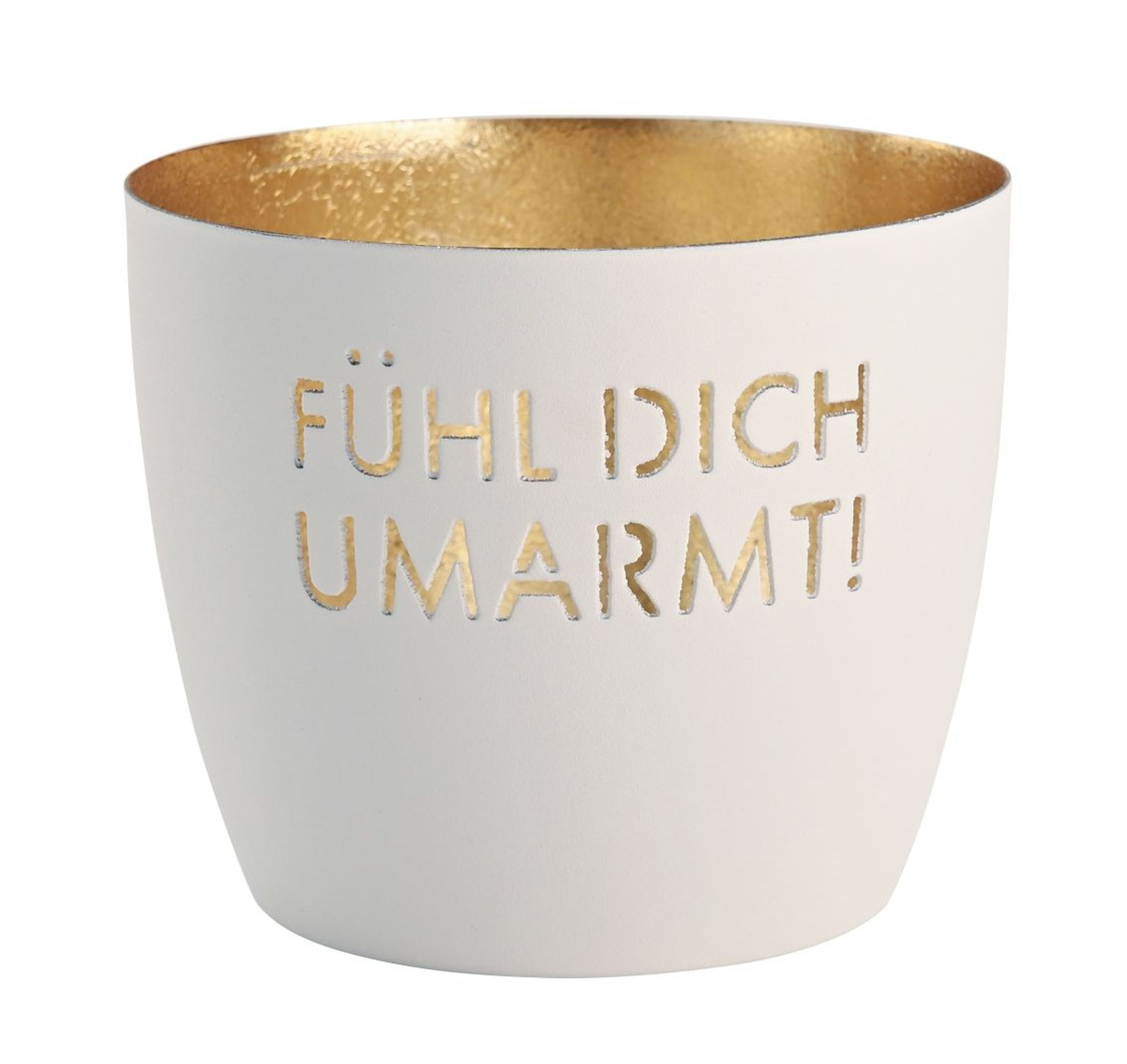 Giftcompany Kerzenhalter Giftcompany Windlicht Madras mit 10 Teelichter FÜHL DICH UMARMT Weiß