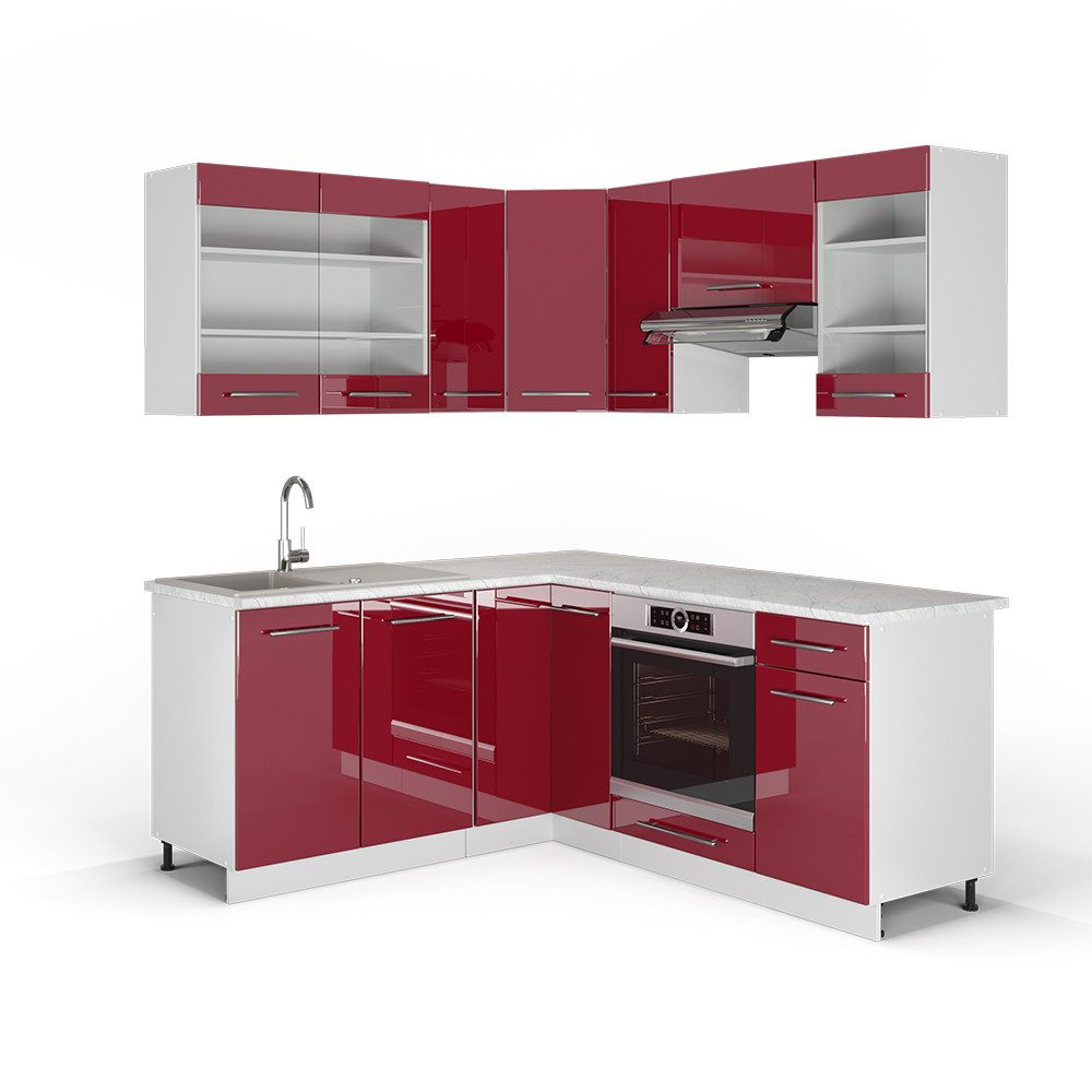 Vicco Winkelküche Fame-Line, Weiß Landhaus/Anthrazit, 160x190cm günstig online kaufen