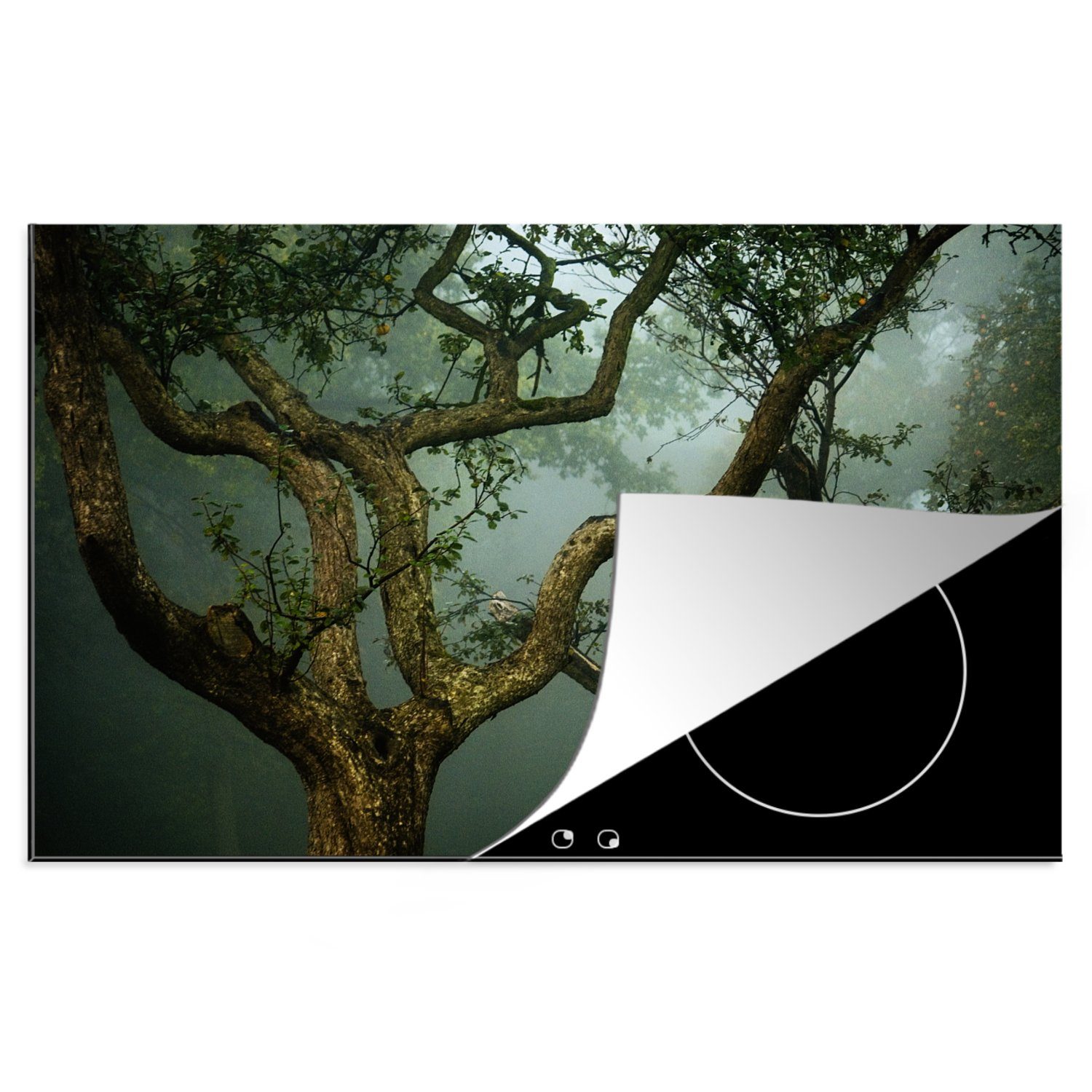 MuchoWow Herdblende-/Abdeckplatte Apfelbaum - Wald Schutz tlg), für 81x52 Vinyl, (1 Ceranfeldabdeckung cm, - die Nebel, küche, Induktionskochfeld