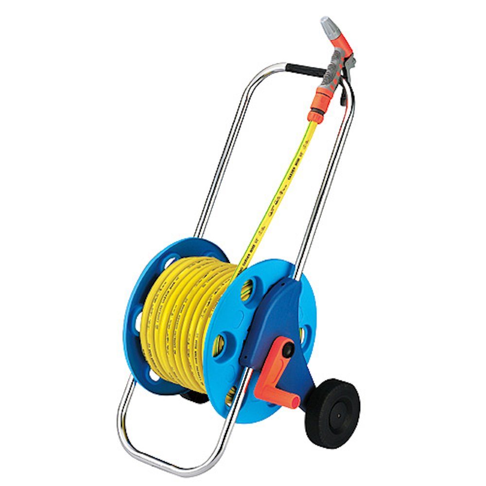 Bewässerungssystem Set, Schlauchtrommel, Gartenspritze, Schlauchverbinder, Adapter 30m/1/