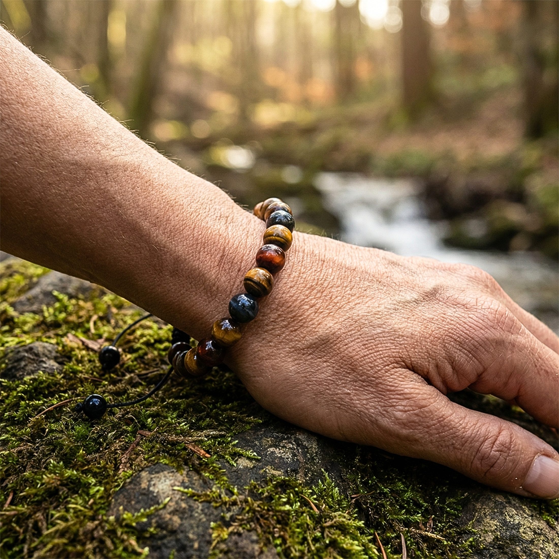 UNIQAL.de Perlenarmband aus Natur- & Edelstein – Unisex, 8 mm (einreihiges Natursteinarmband, verschiedene Farben & Steinsorten), verstellbar, handgefertigt