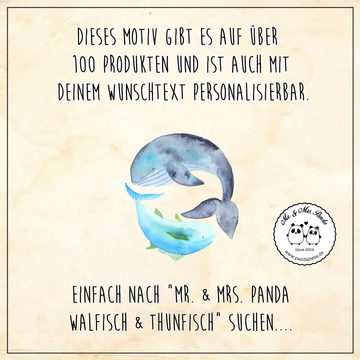 Mr. & Mrs. Panda Glas Walfisch Thunfisch - Transparent - Geschenk, lustige Sprüche, Flachwi, Premium Glas, Edles Matt-Design