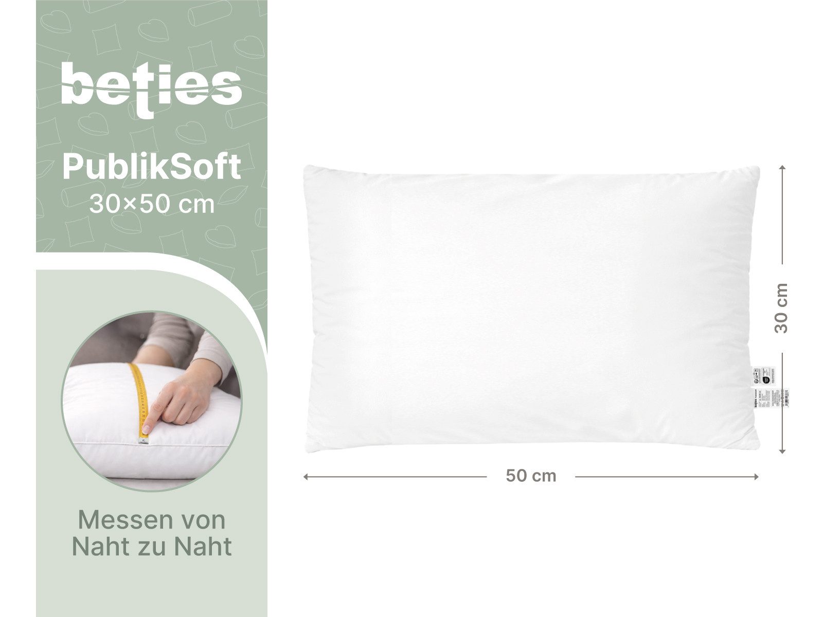 beties Daunenkissen PublikSoft, Füllung: 70% Daunen, 30% Federn, Bezug: Baumwolle, 1 Stück, waschbar - in verschiedenen Größen erhältlich – Bild 3 von 5