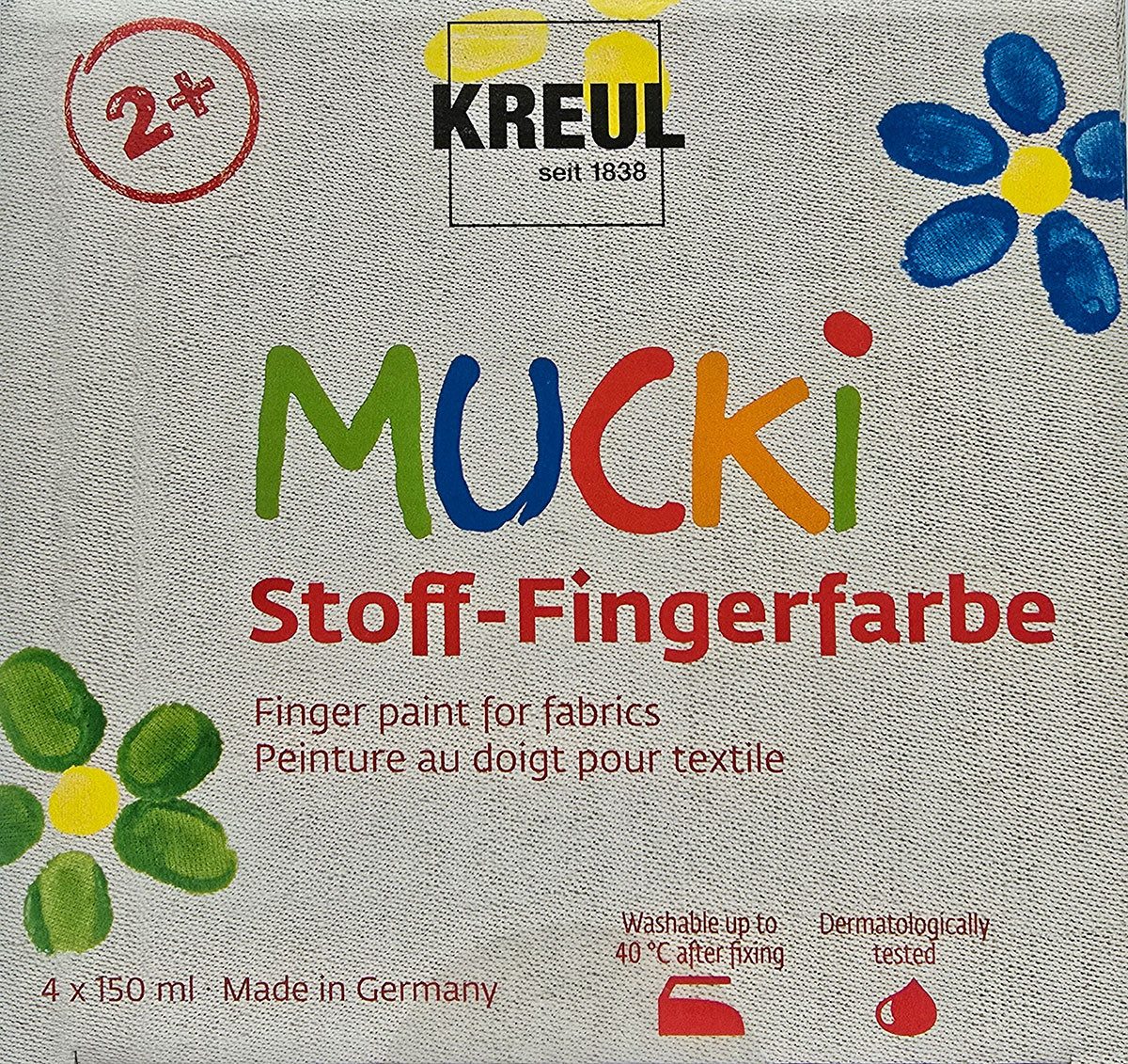 Fingerfarbe C. Kreul Mucki Stoff Fingerfarbe 4x150 ml