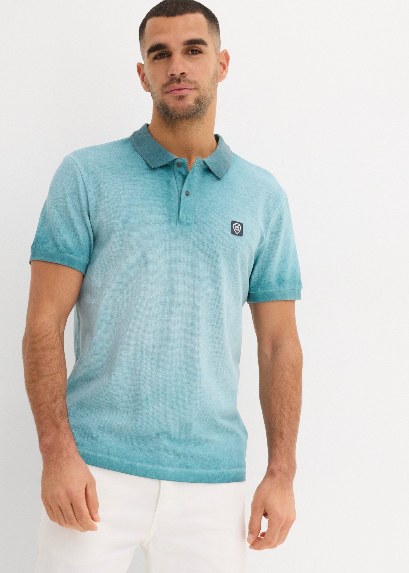 bonprix Poloshirt Kurzarm, Polokragen, ausgewaschene Optik, aus Baumwolle