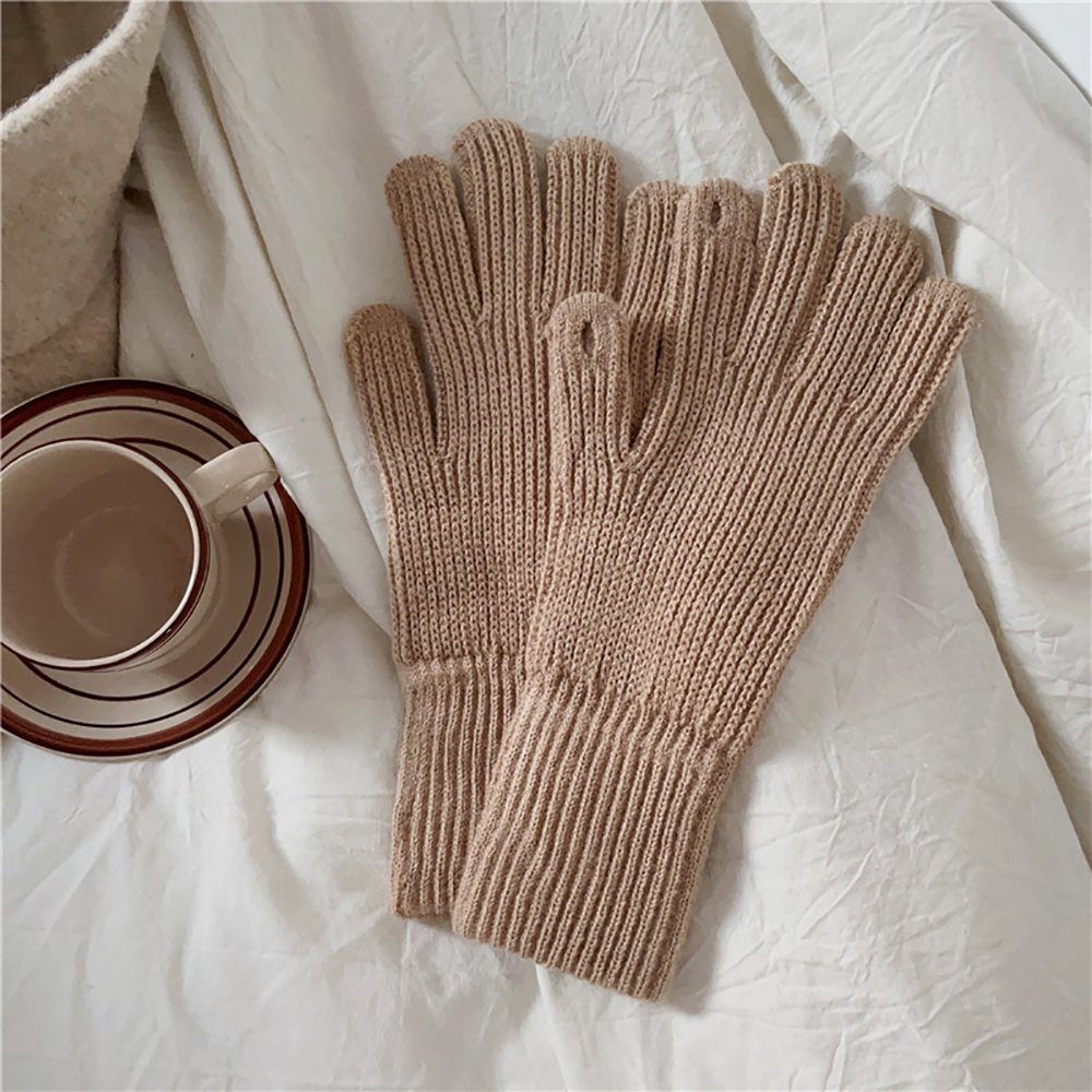 ZanMax Strickhandschuhe 1 Paar gestrickte Handschuhe Winter warme Handschuhe Khaki