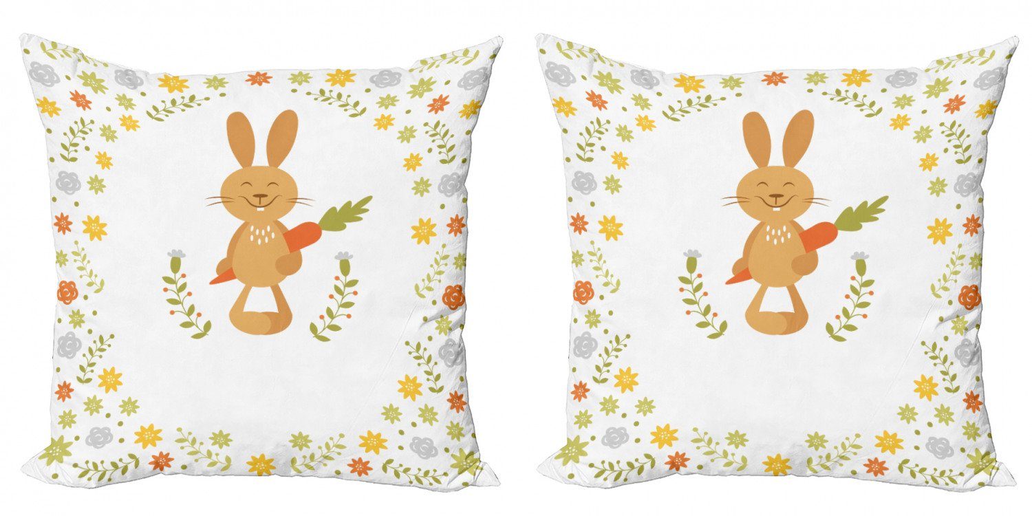 (2 Accent Doppelseitiger Stück), Lächeln Abakuhaus Modern Kissenbezüge Kaninchen Sommer Digitaldruck, Lustig