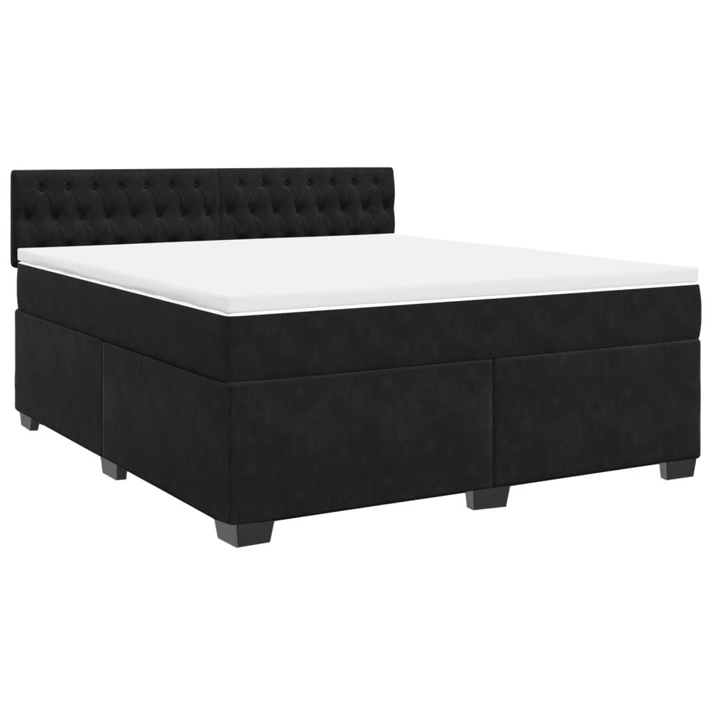 Bett Boxspringbett mit Matratze Schwarz 180x200 cm Samt