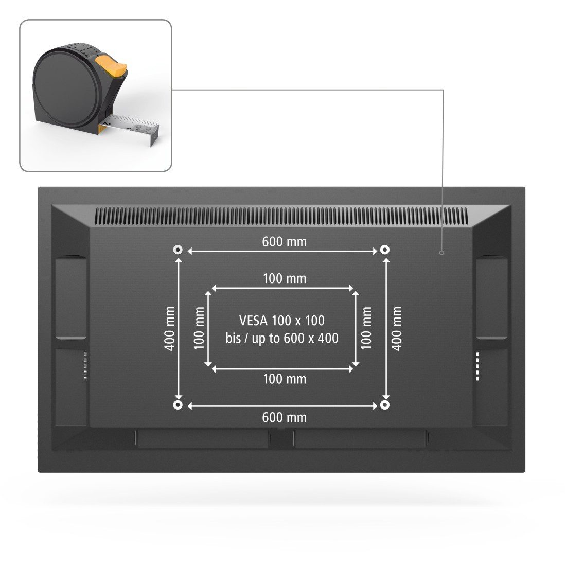 Hama TV-Wandhalterung Wandhalterung (neigbar,32" - 75", VESA 600x 400), (bis 75 Zoll)