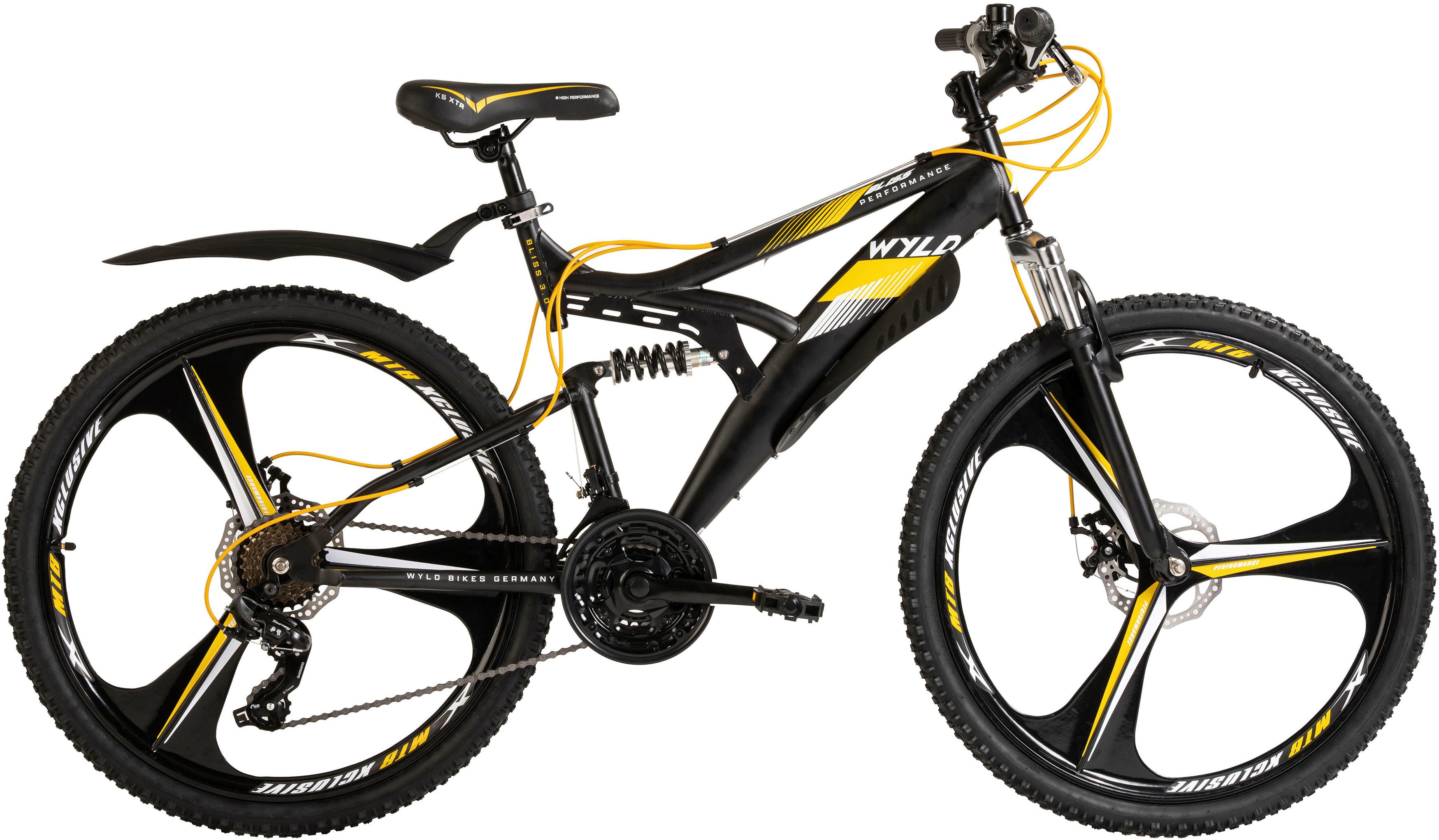 WYLD Mountainbike Mountainbike Fully 26'' Bliss schwarz-gelb 21 Gänge, 21 Gang, Kettenschaltung