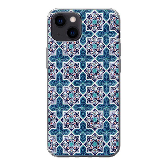 MuchoWow Handyhülle Ein marokkanisches Mosaikfliesenmuster bei dem hauptsächlich die Handyhülle Apple iPhone 13 Mini Smartphone-Bumper Print Handy