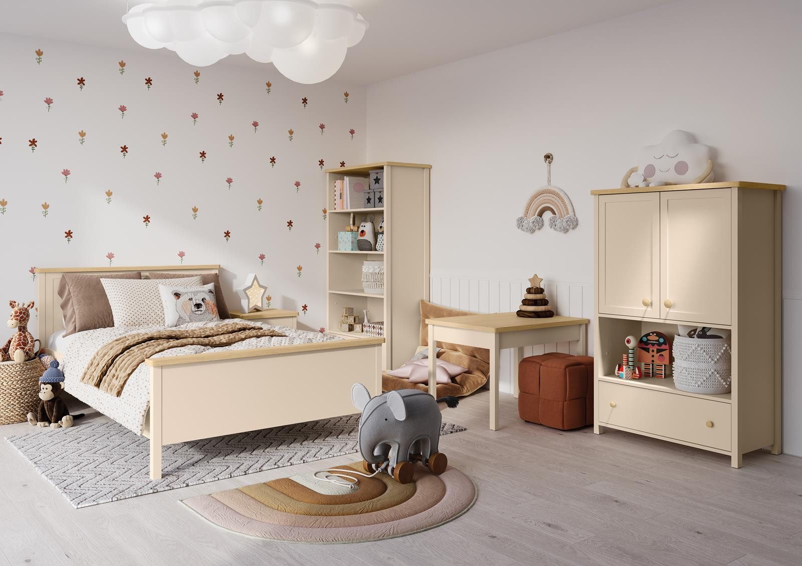 Compleo Bücherregal mit Schublade SONYS, Beige, Modern Kinderzimmer
