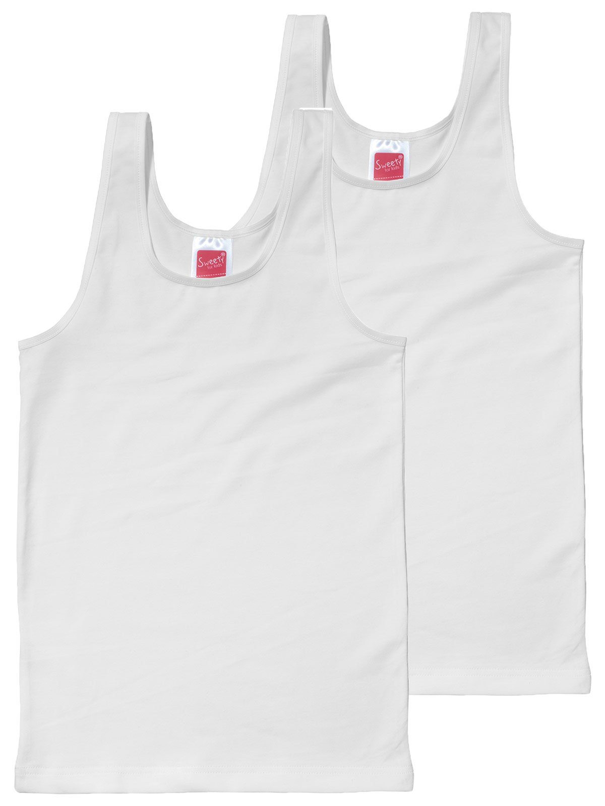 Sweety for Kids Unterhemd 2er Sparpack Mädchen Achselhemd Single Jersey (Spar-Set, 2-St) hohe Markenqualität weiss