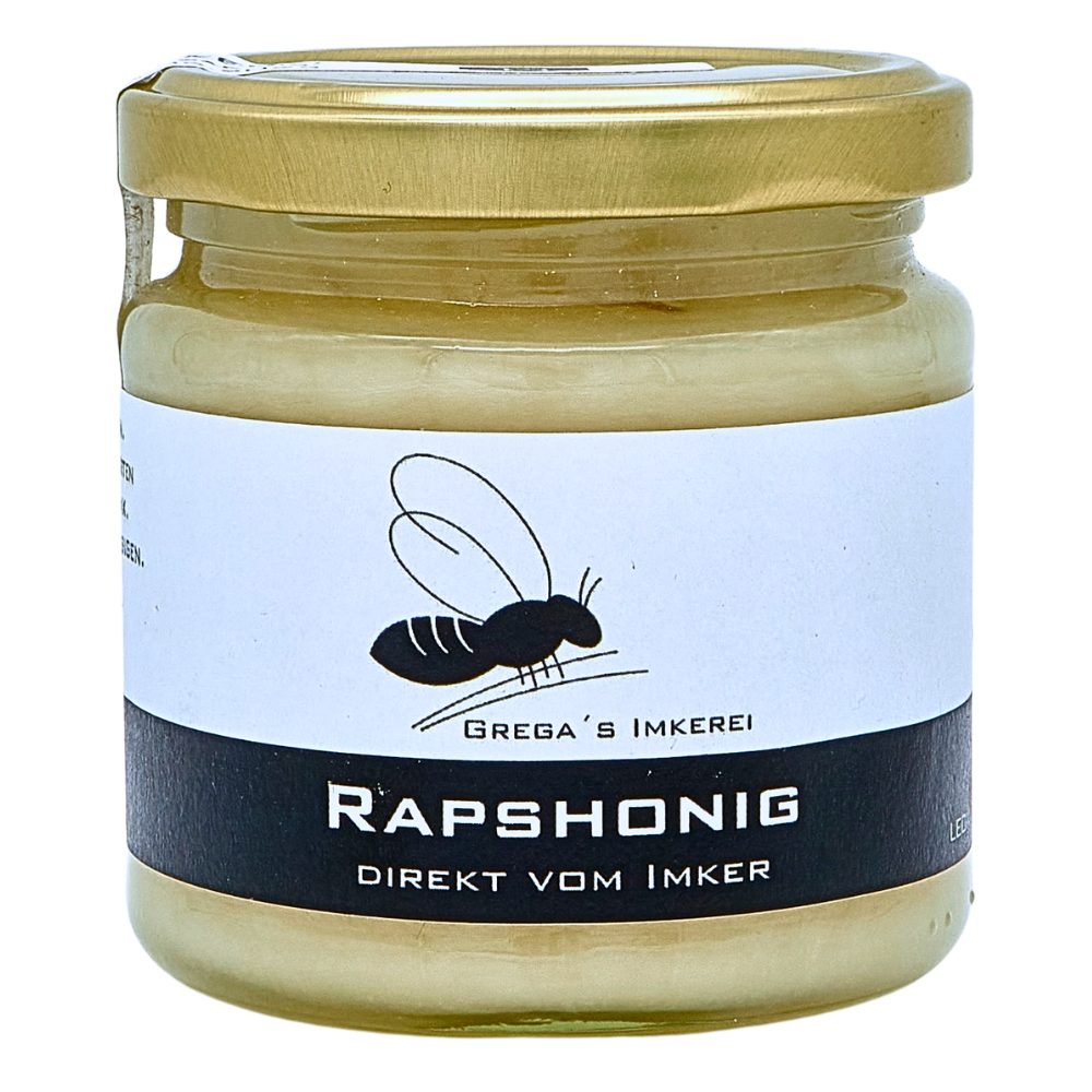 Grega´s Imkerei Honig Deutscher Raps Honig, 1 x 250 g, (Streichzarter Imkerhonig direkt vom Imker, Regionaler Honig aus Deutschland NRW), fein cremiger milder deutscher Rapshonig direkt vom Imker