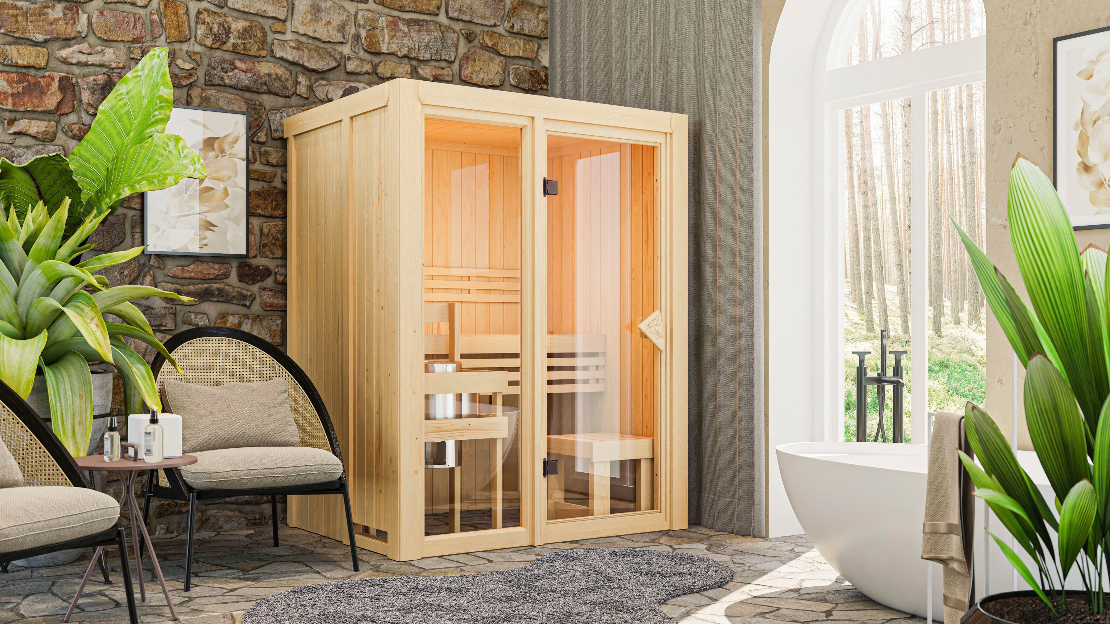 Karibu Sauna Alani 1, BxTxH: 155 x 122 x 198 cm, 68 mm