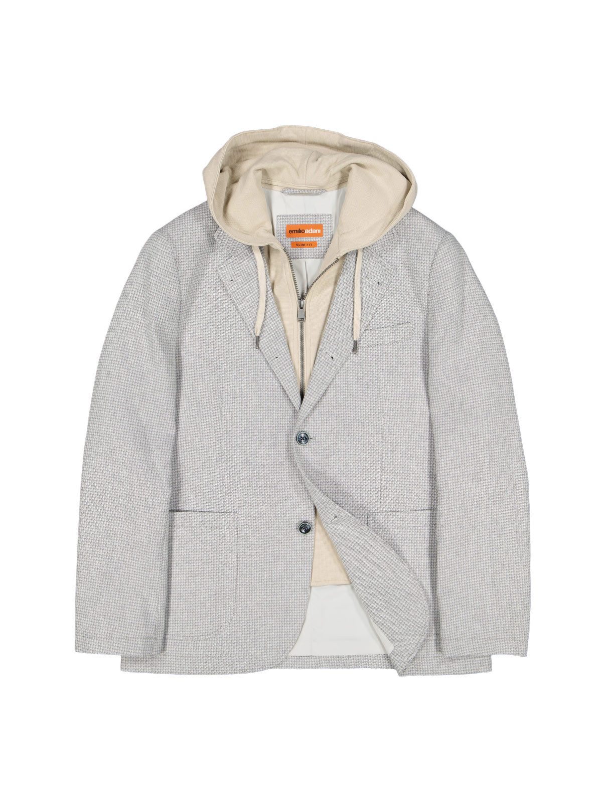 emilio adani Sakko Herren Sakko mit Kapuzeneinsatz, Silbergrau