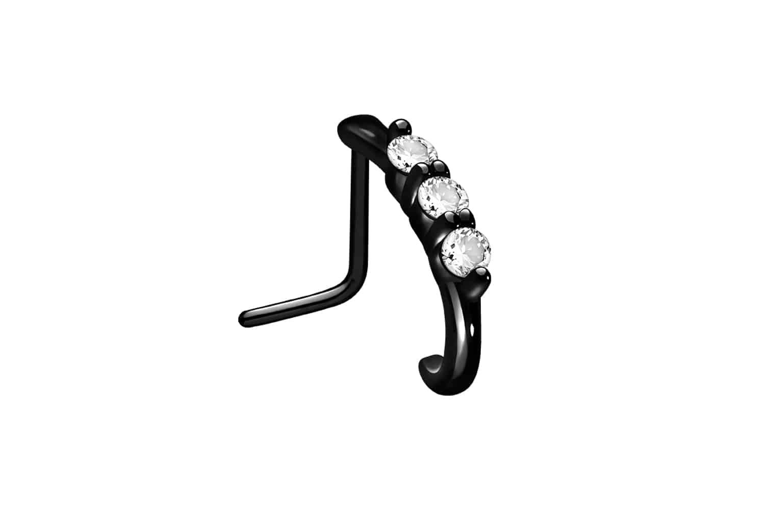 PIERCINGLINE Nasenpiercing Chirurgenstahl Nasenstecker 3 GROSSE KRISTALLE (Nasenstecker, 1-tlg)