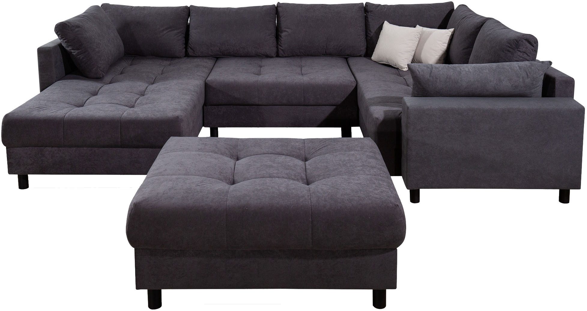 COLLECTION AB Wohnlandschaft Toni U-Form, B: 298 cm, Set: Sofa & Hocker, 2 Zierkissen, Federkern